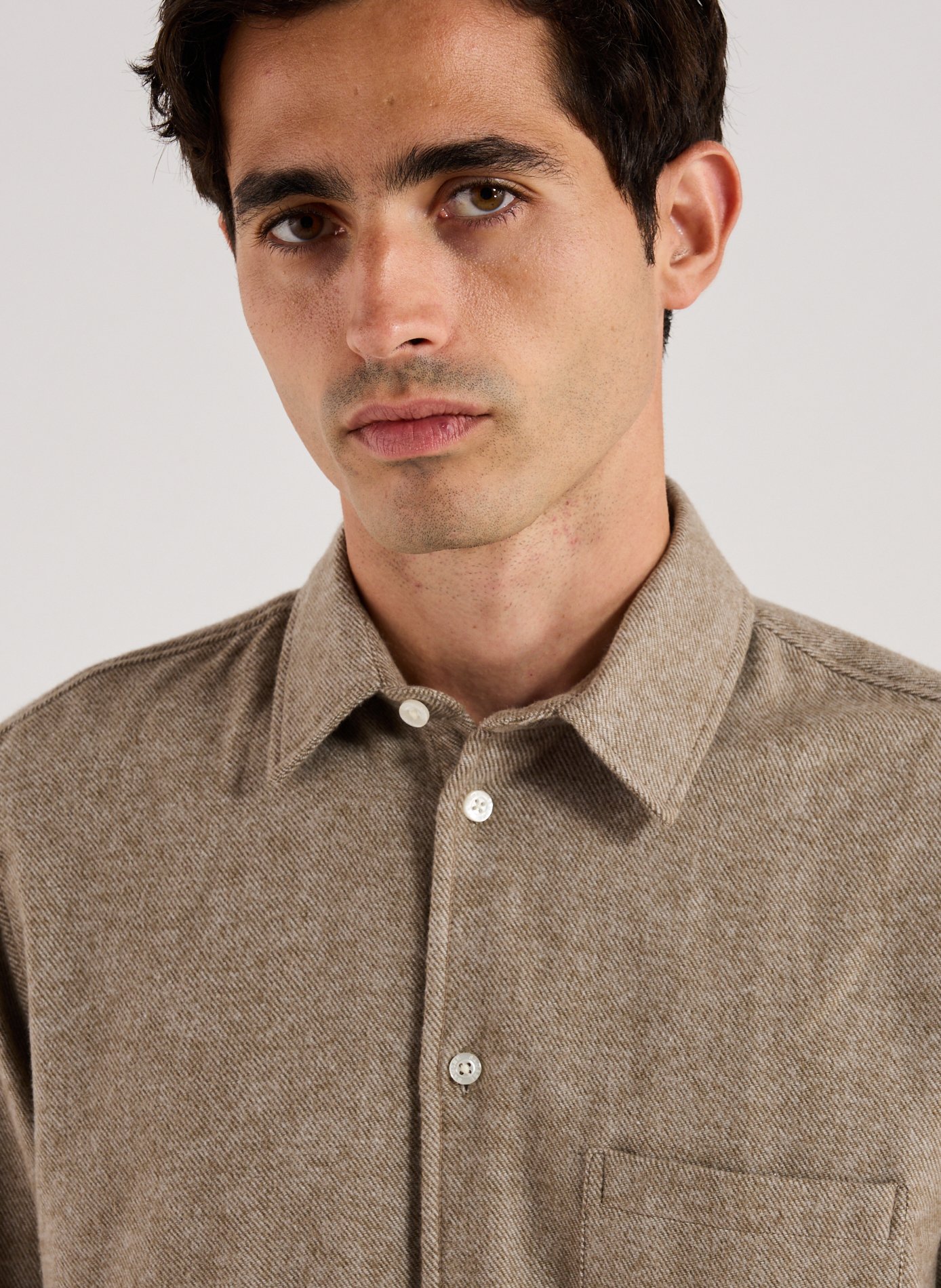 Chemise col classique en coton SAMSOE SAMSOE Beige