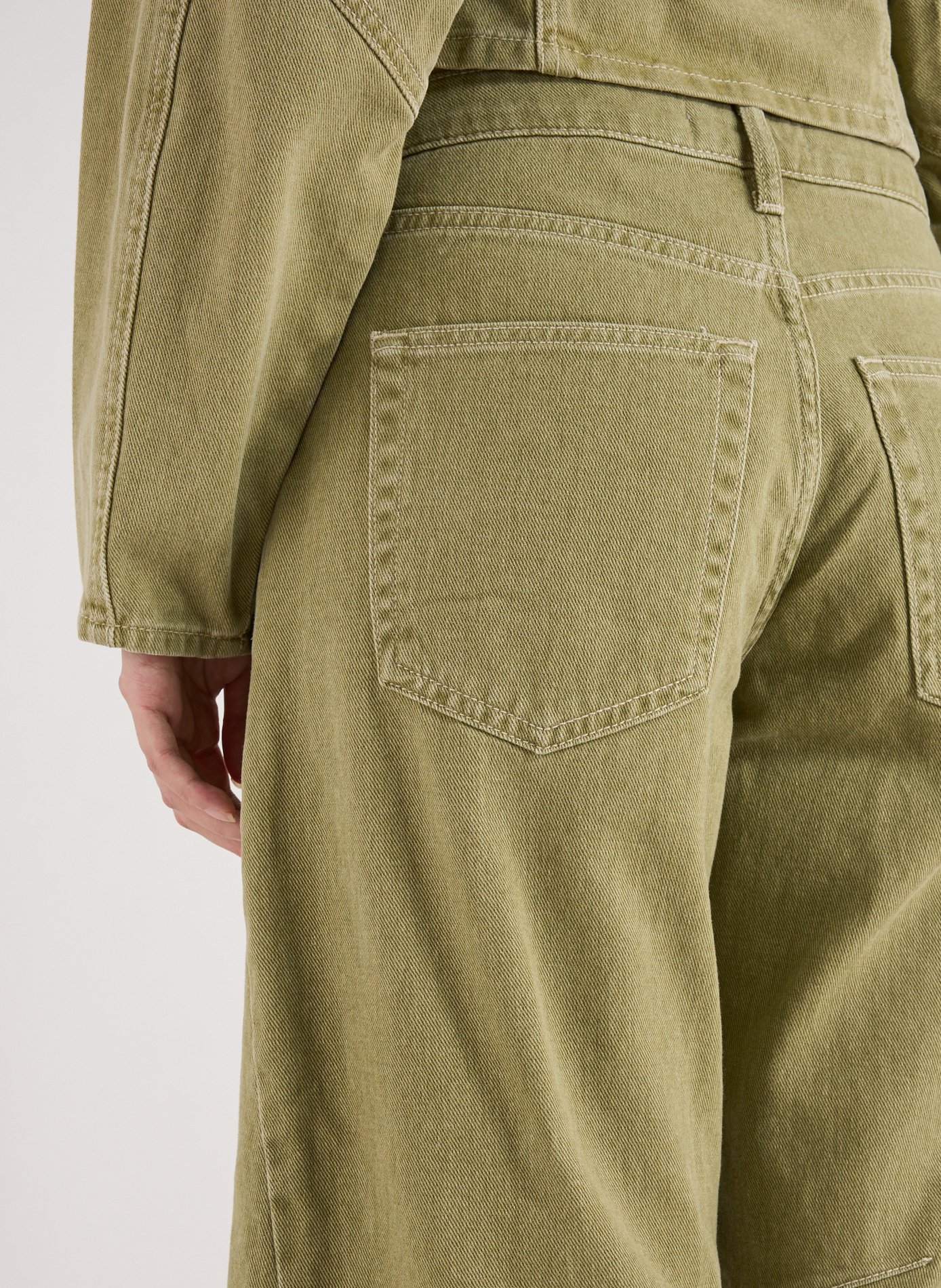 Pantalon droit en coton TOPSHOP Vert