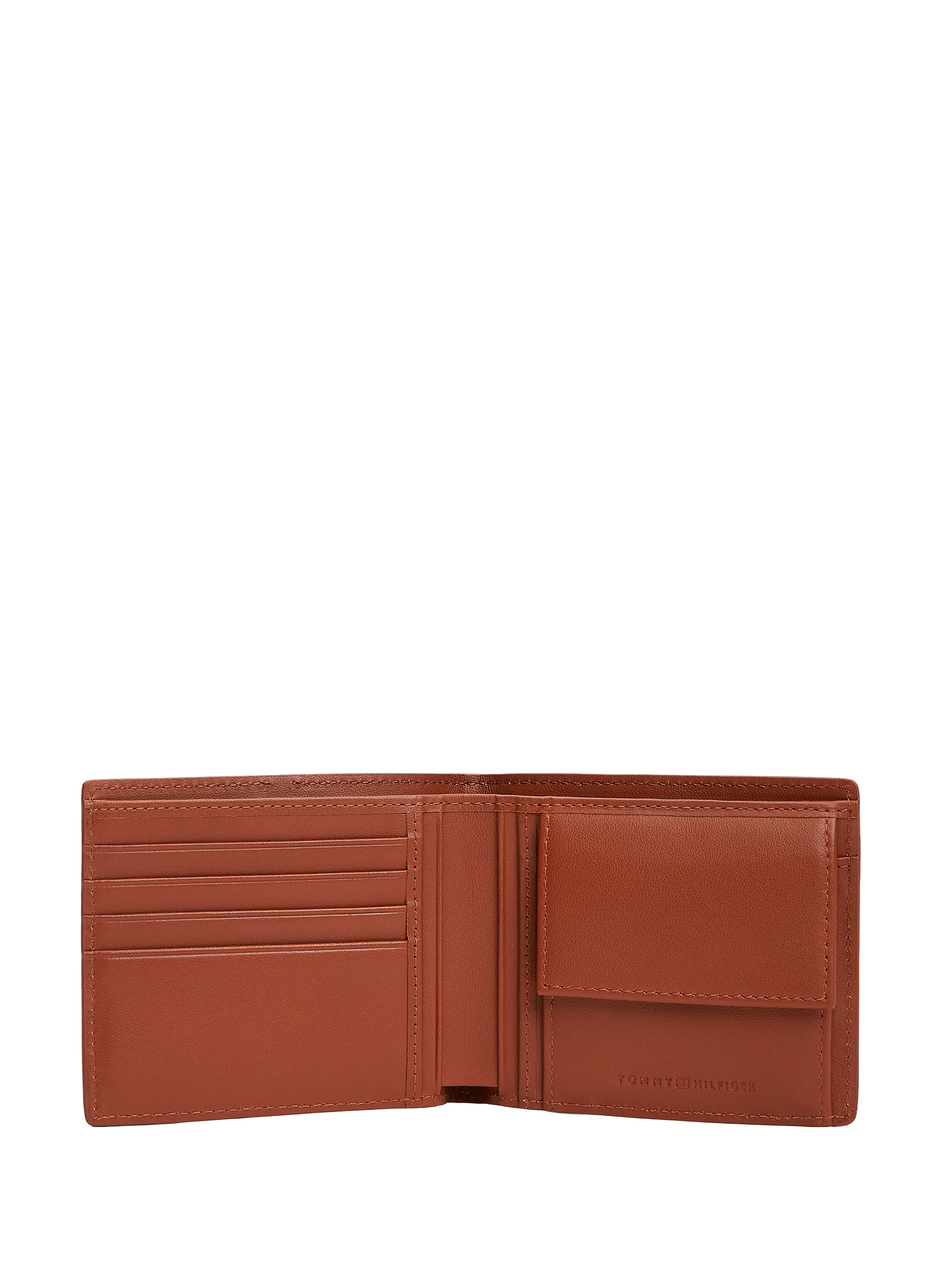 Portefeuille à logo en cuir de vache TOMMY HILFIGER Marron