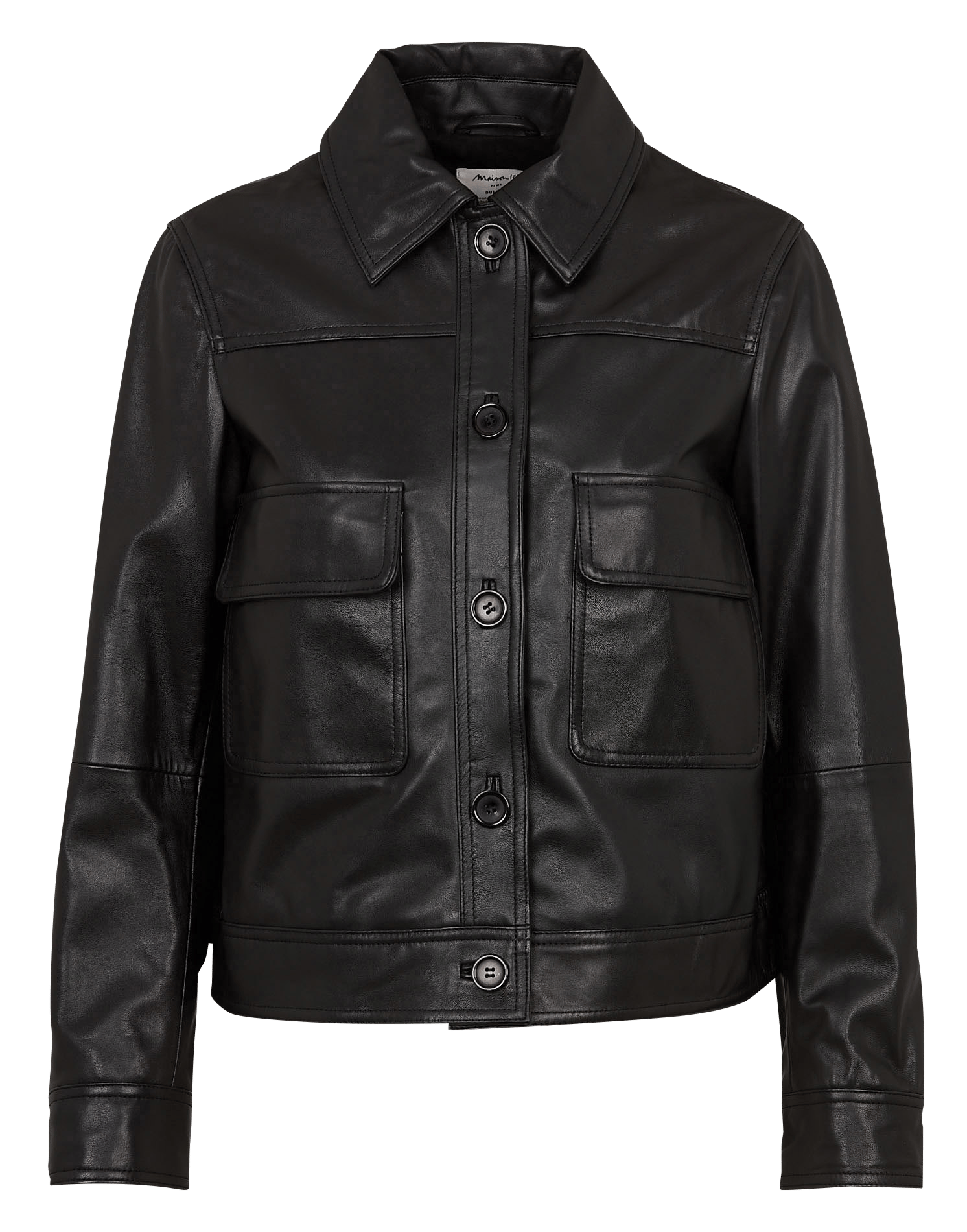 Veste droite boutonnée en cuir pacha MAISON 123 Noir