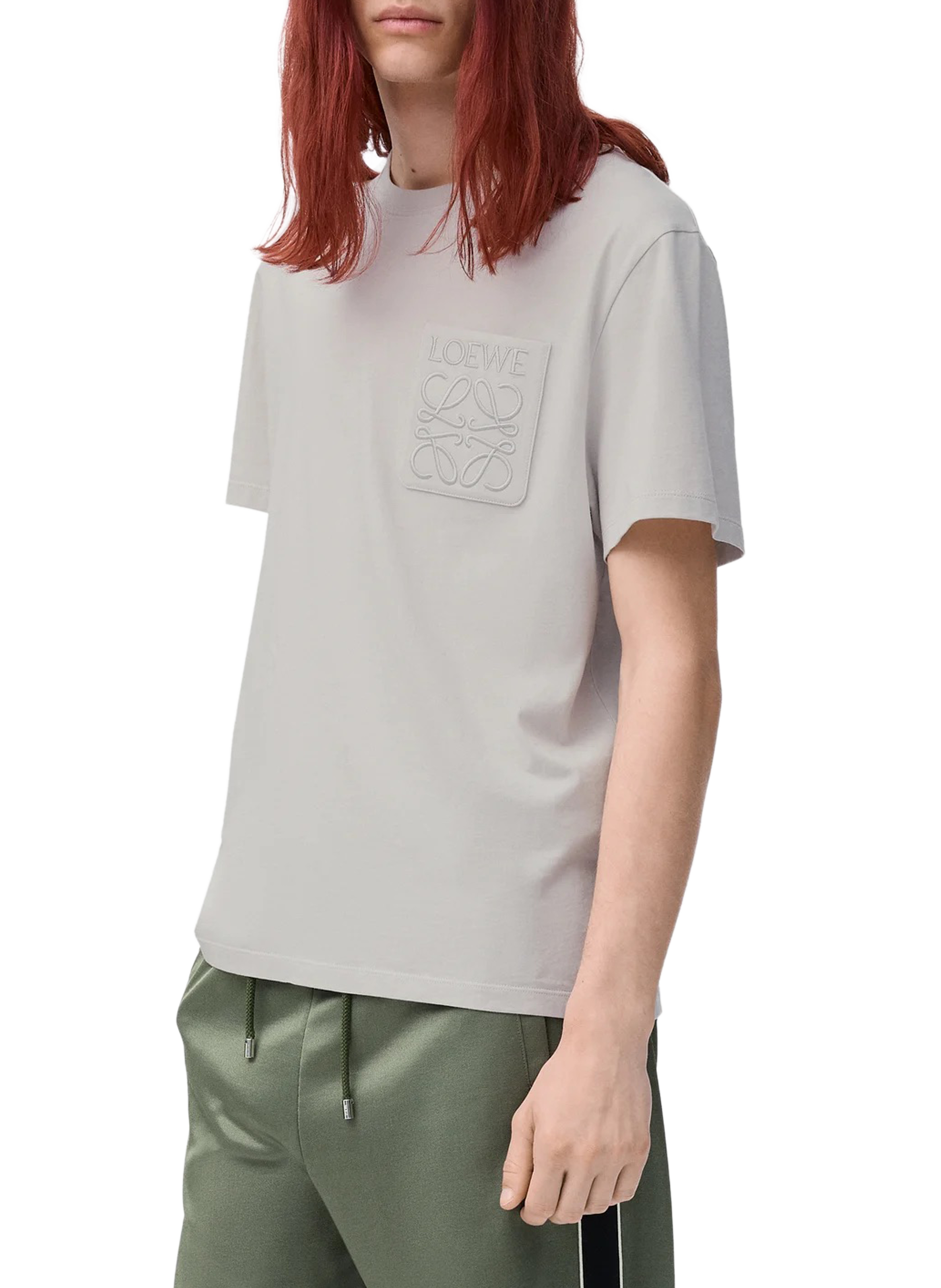 LOEWE Casual T-shirt with blended cotton logo Grey