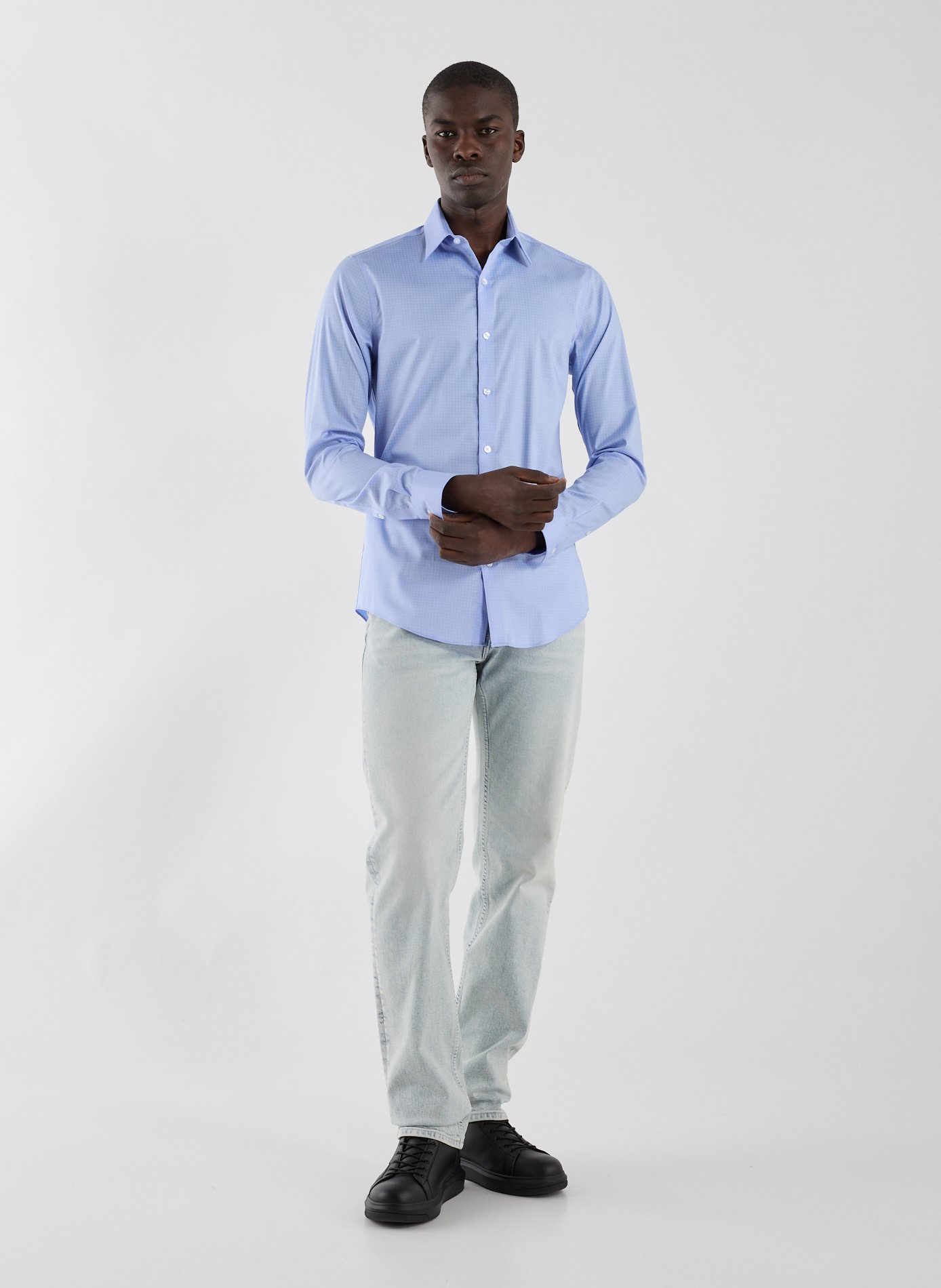 Slim cotton-blend shirt CALVIN KLEIN Blue