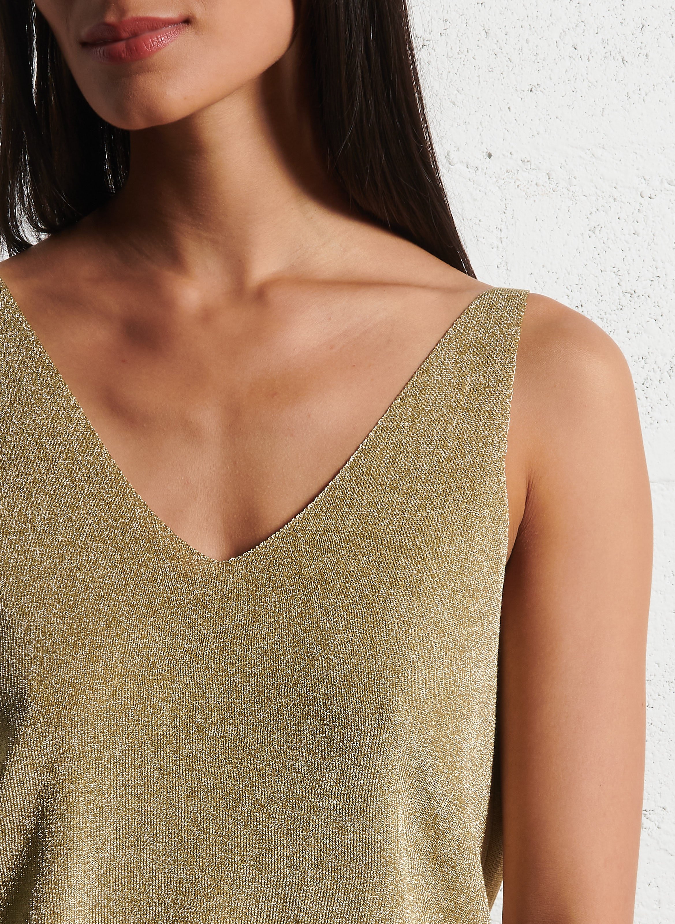 Top sans manches col v à paillettes zuani BA&SH Doré