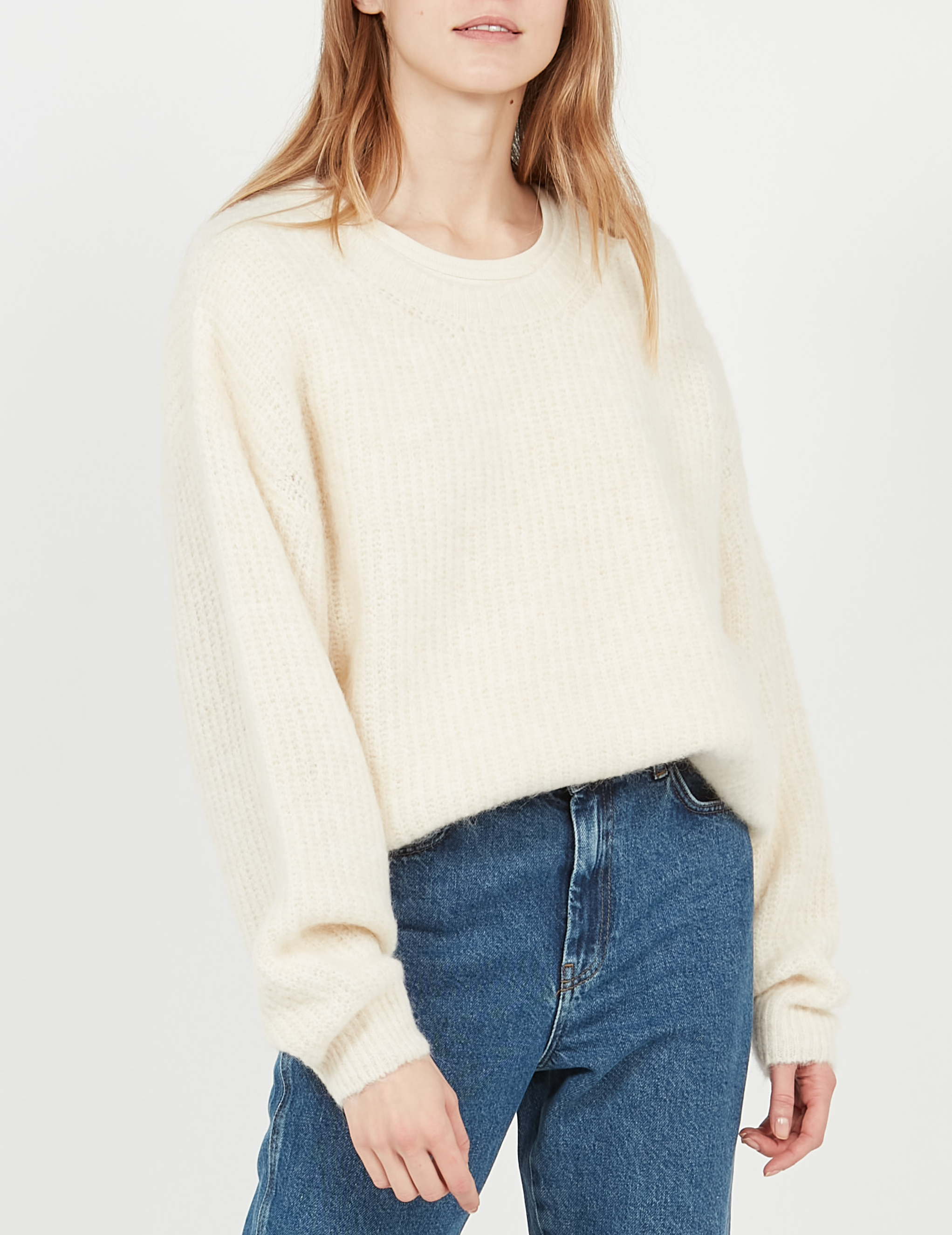 Pull droit à maille duveteuse en laine mélangée east AMERICAN VINTAGE Beige