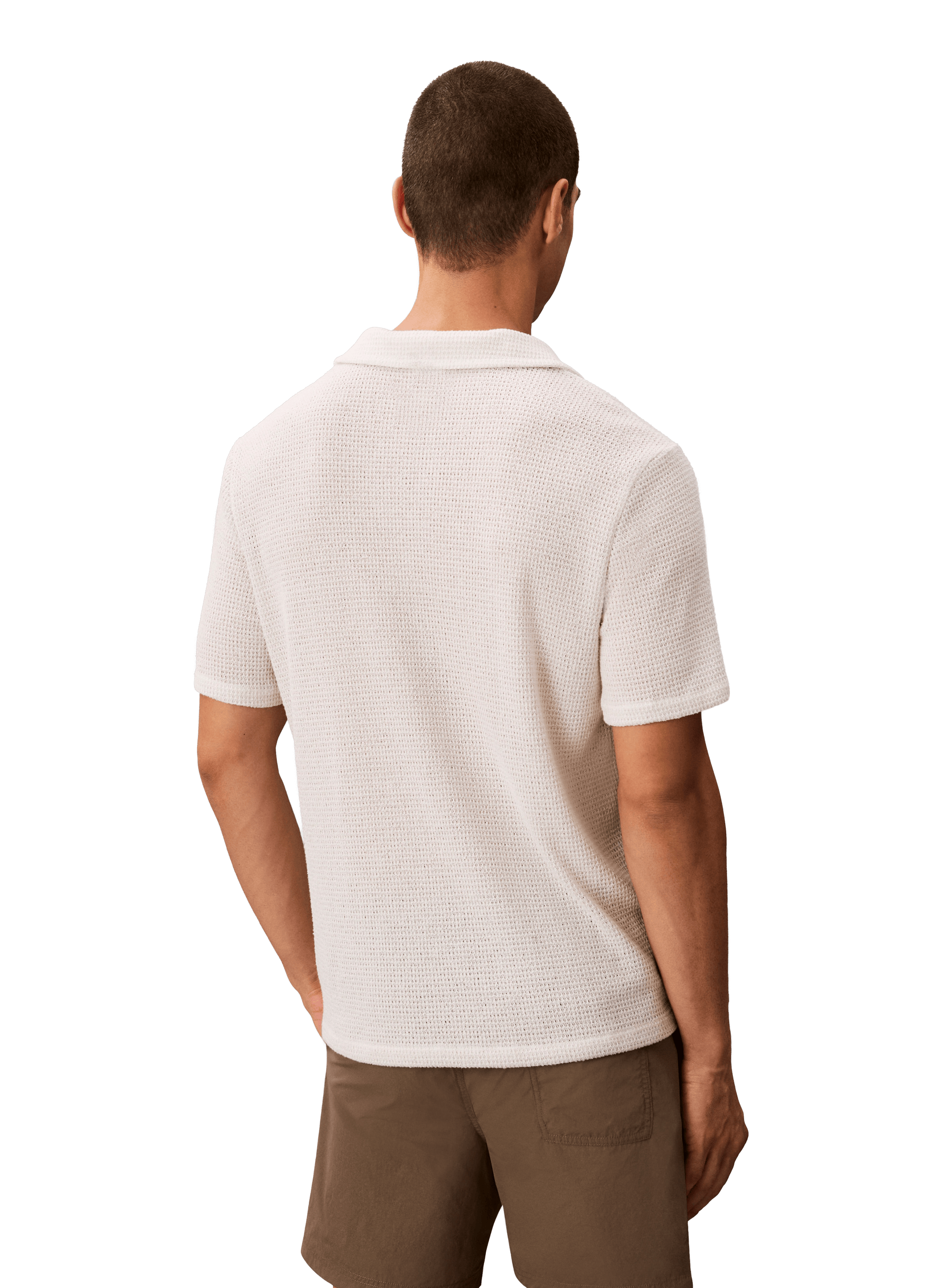 Polo droit manches courtes texturé CALVIN KLEIN Beige