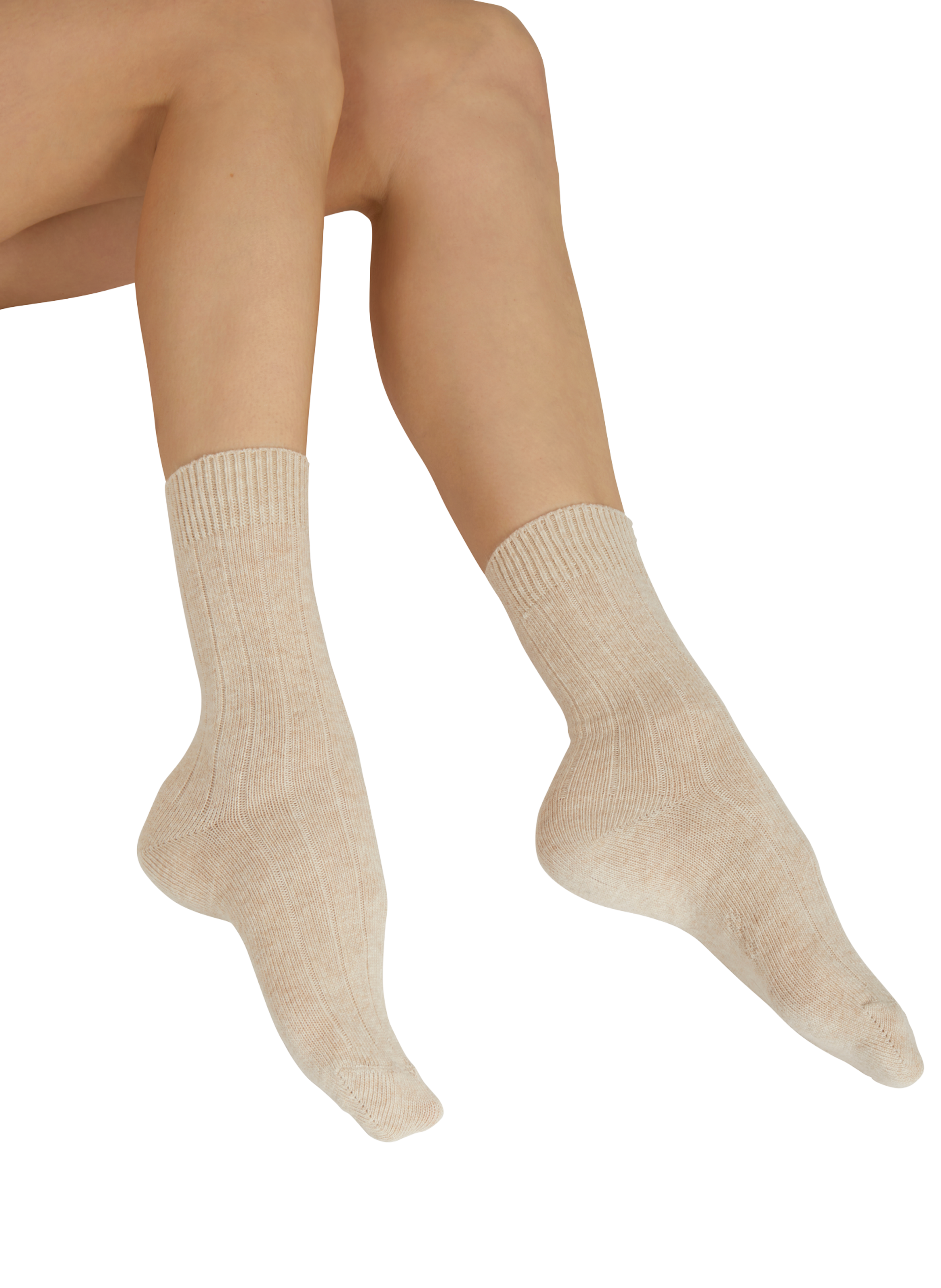 Ribbed Mid-High Socks LE BOURGET Beige