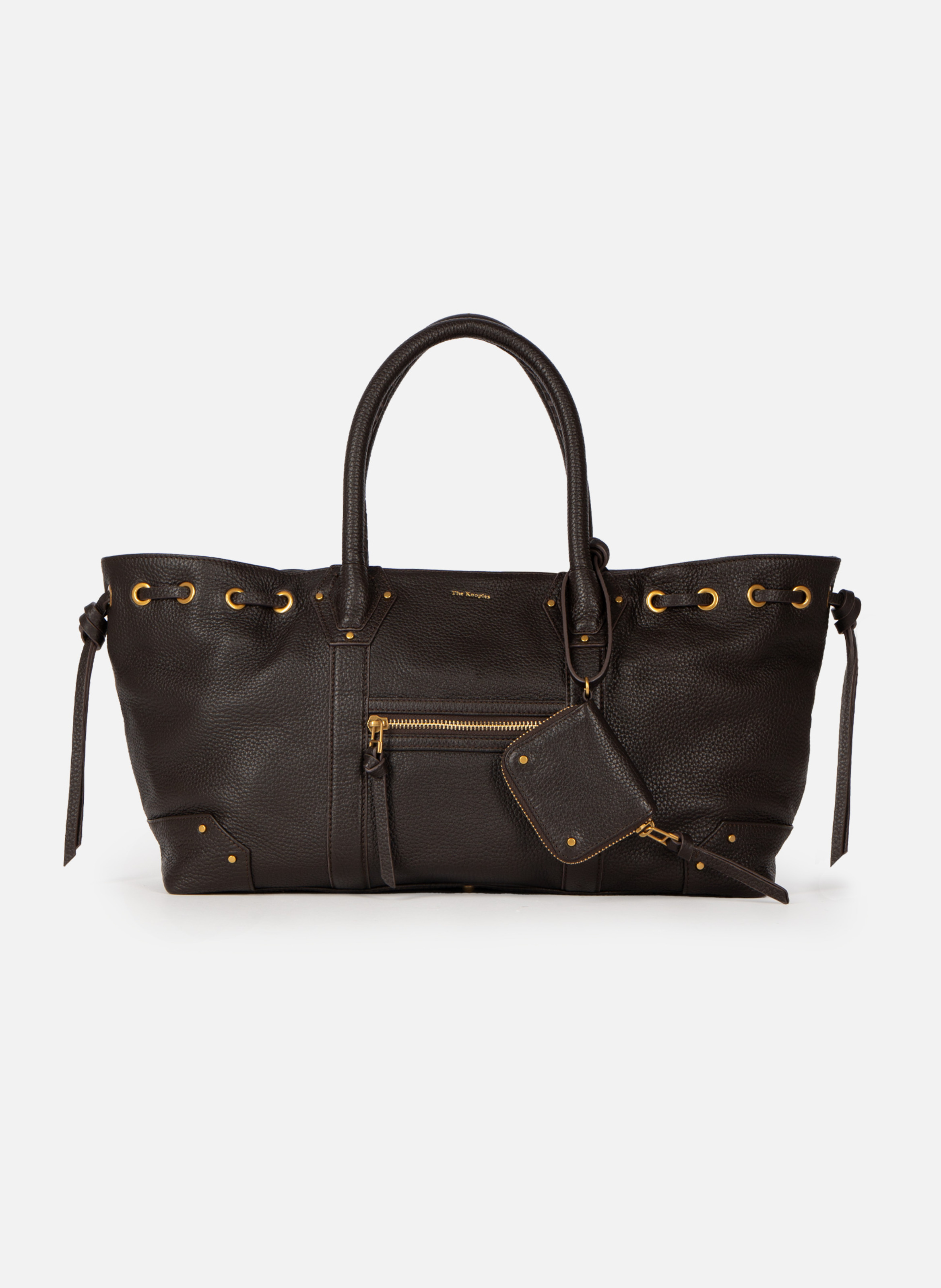 Sac cabas froncé en cuir grainé THE KOOPLES Marron
