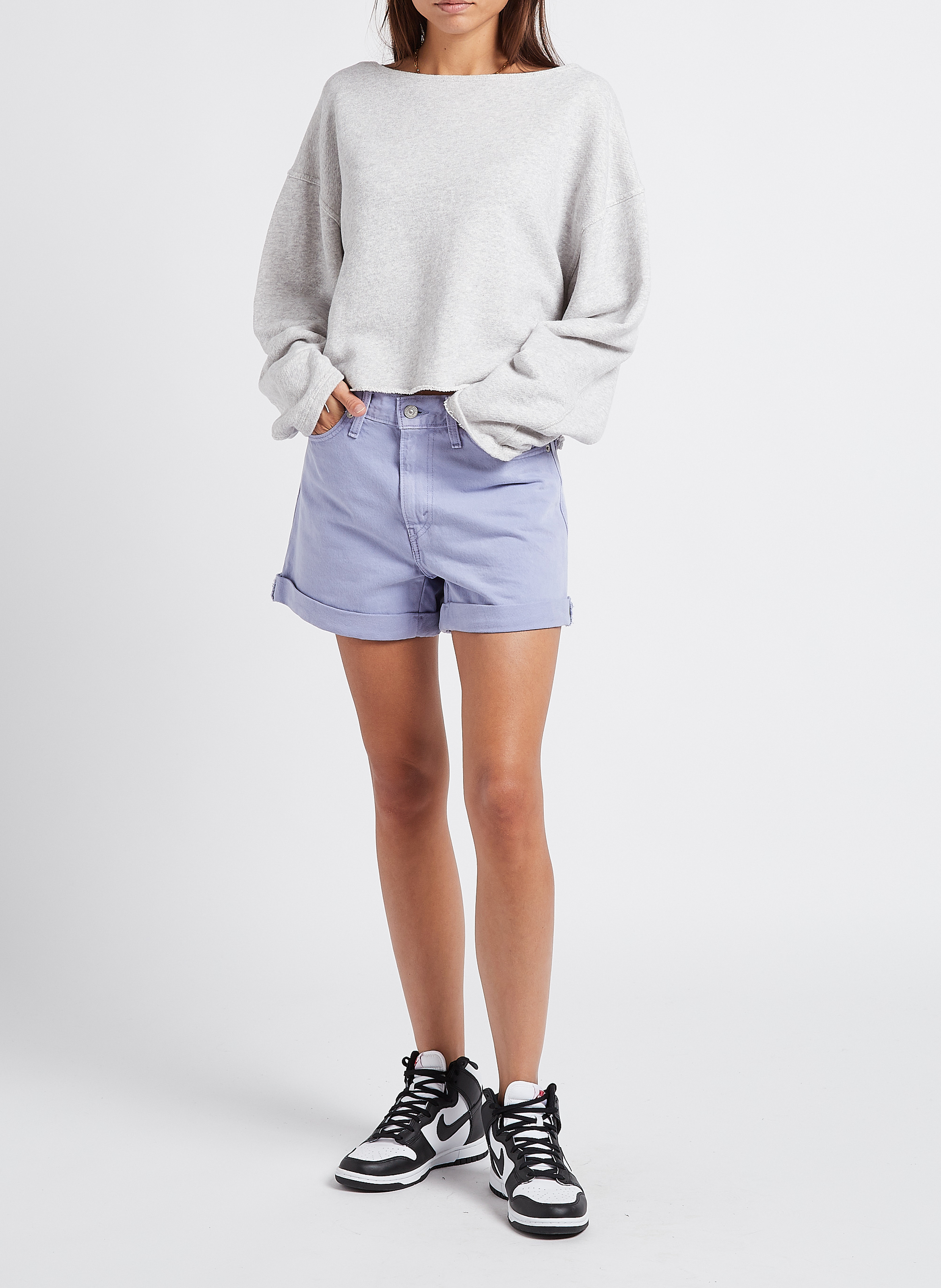 Sweat col bateau en coton bio kodytown AMERICAN VINTAGE Gris