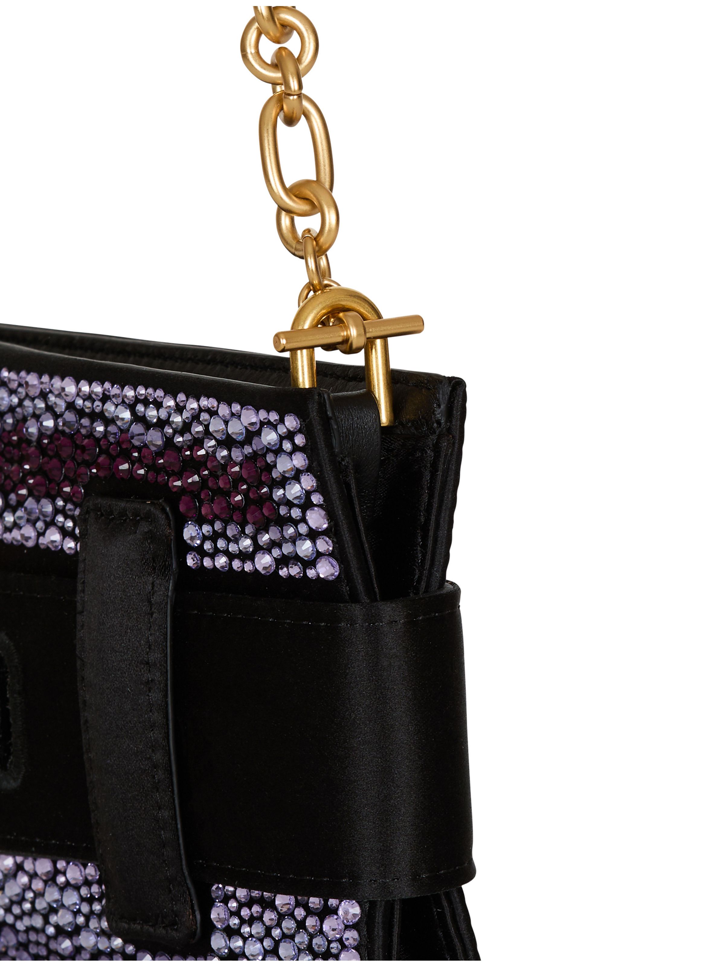 Pochette anthem en cristaux et satin BALMAIN Noir