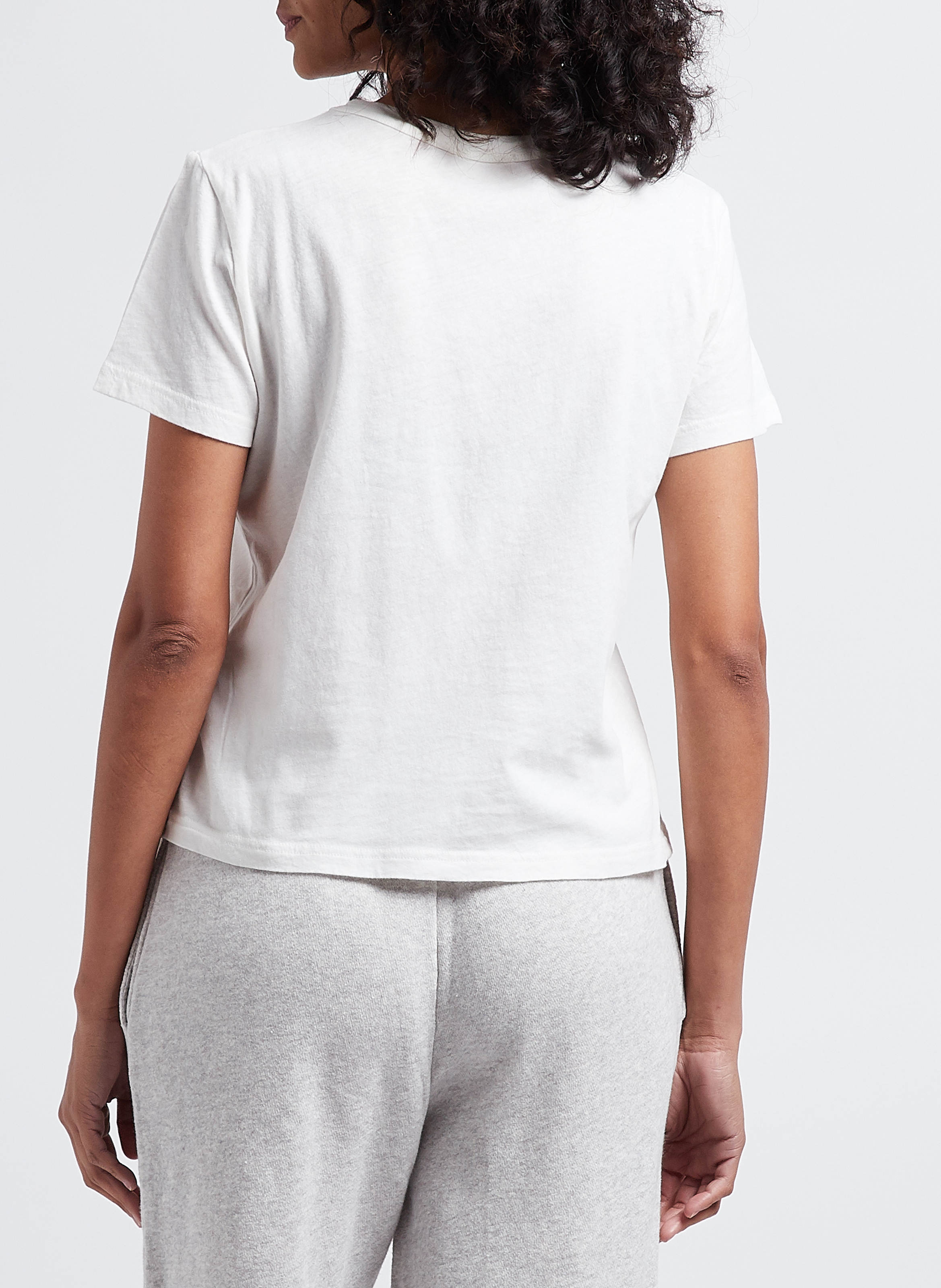 Tee-shirt court col rond en coton gamipy AMERICAN VINTAGE Blanc