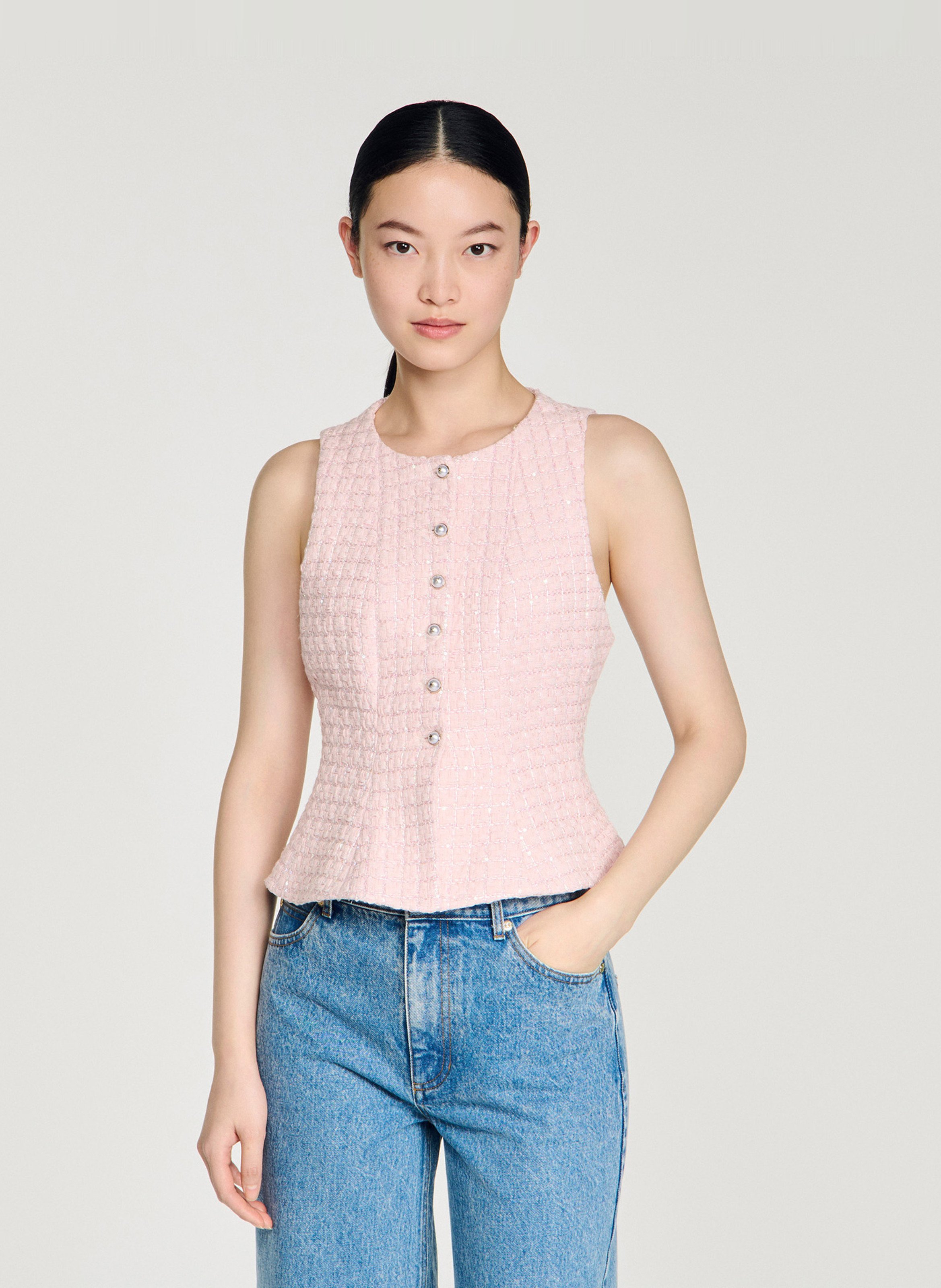 Top péplum en tweed SANDRO Rose