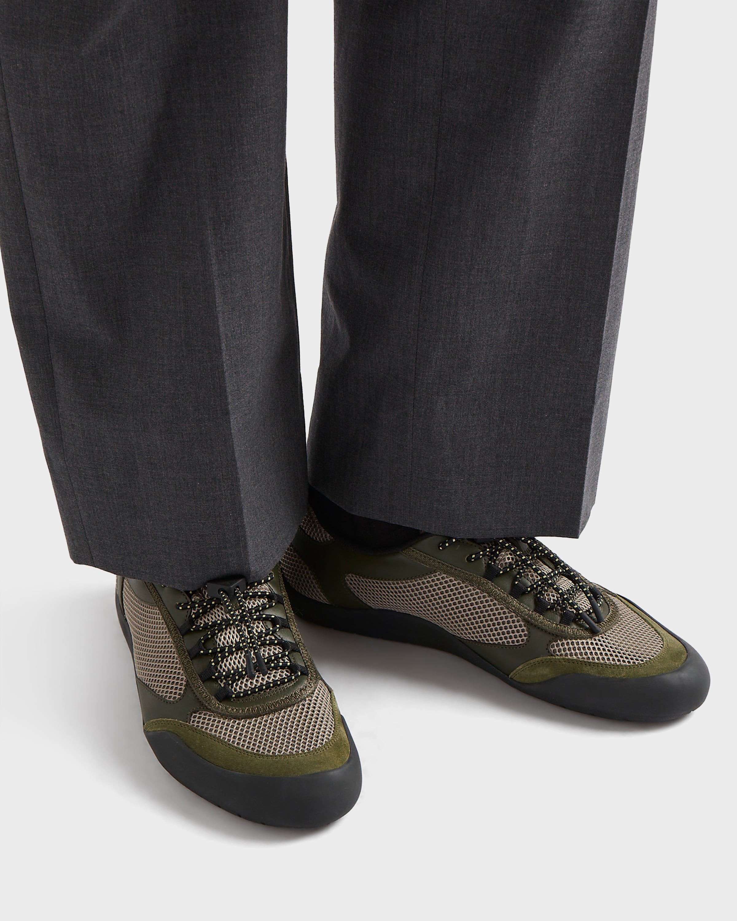 Baskets speedrock en cuir et mesh PRADA Vert