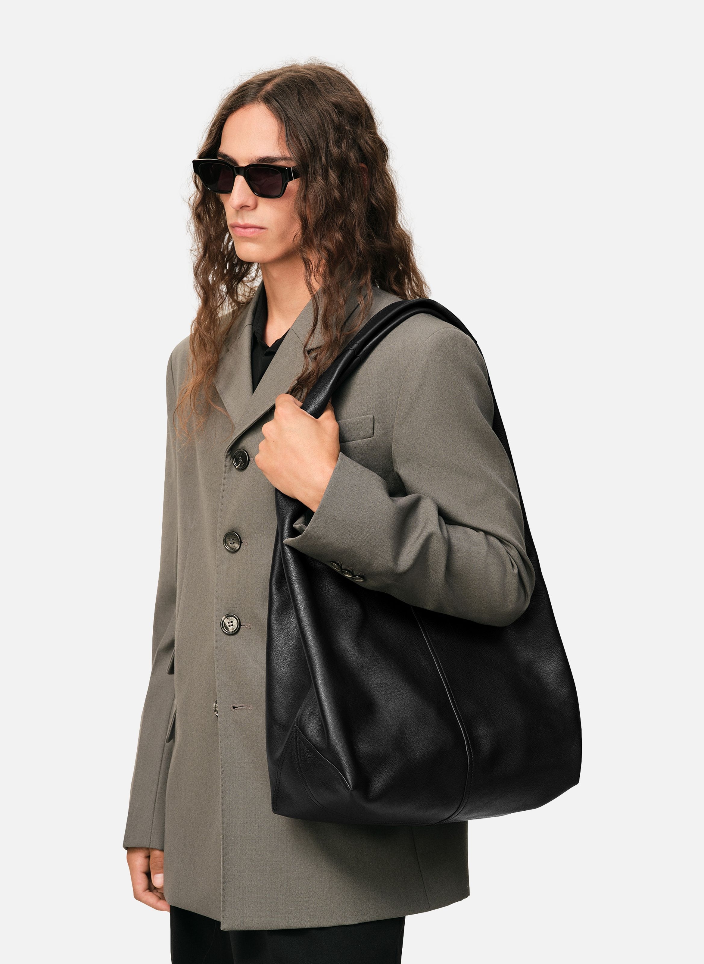Sac Hobo Etienne En Cuir Souple unisexe AMI PARIS Noir