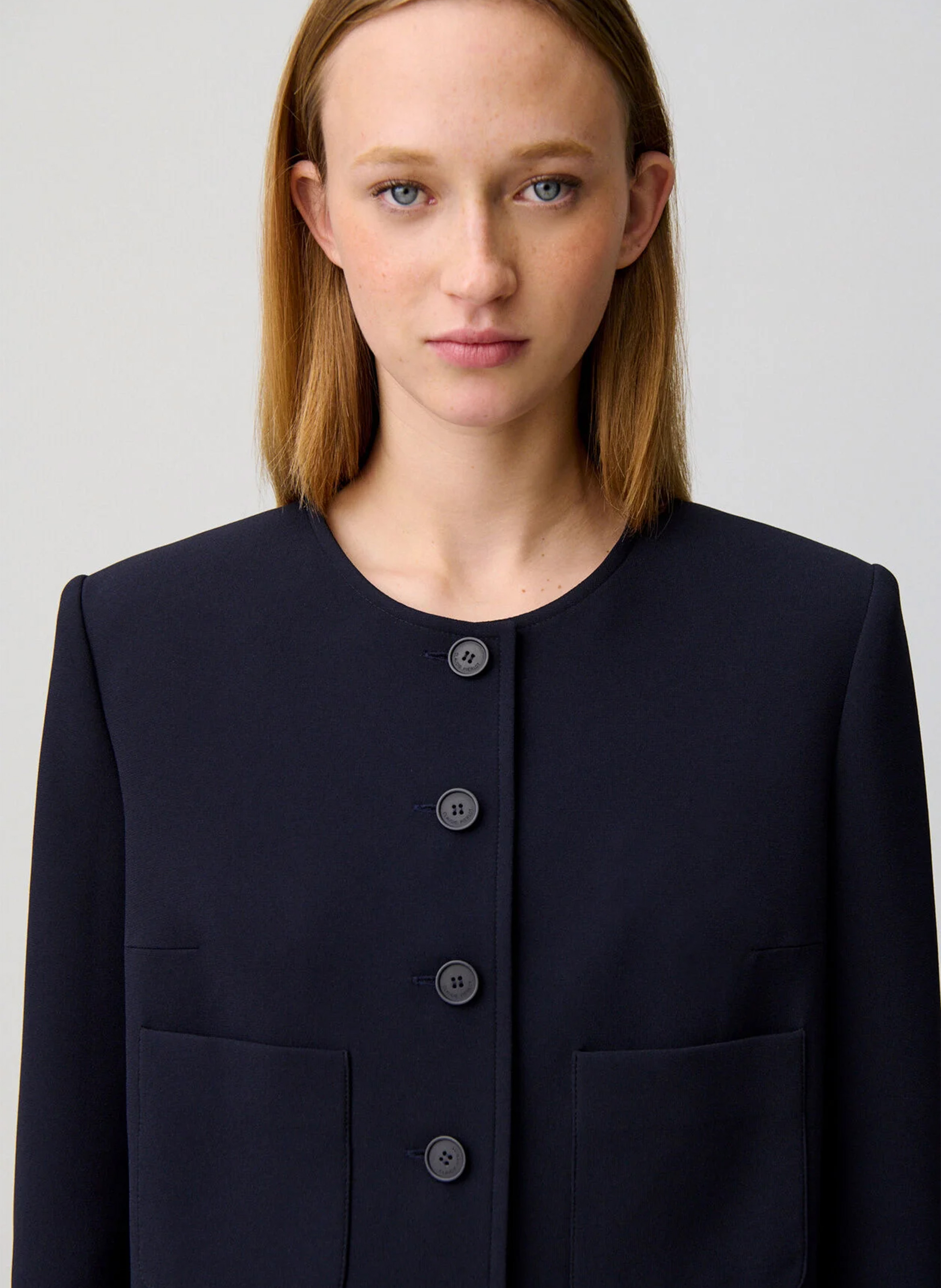 Veste boutonnée col rond unie CLAUDIE PIERLOT Noir
