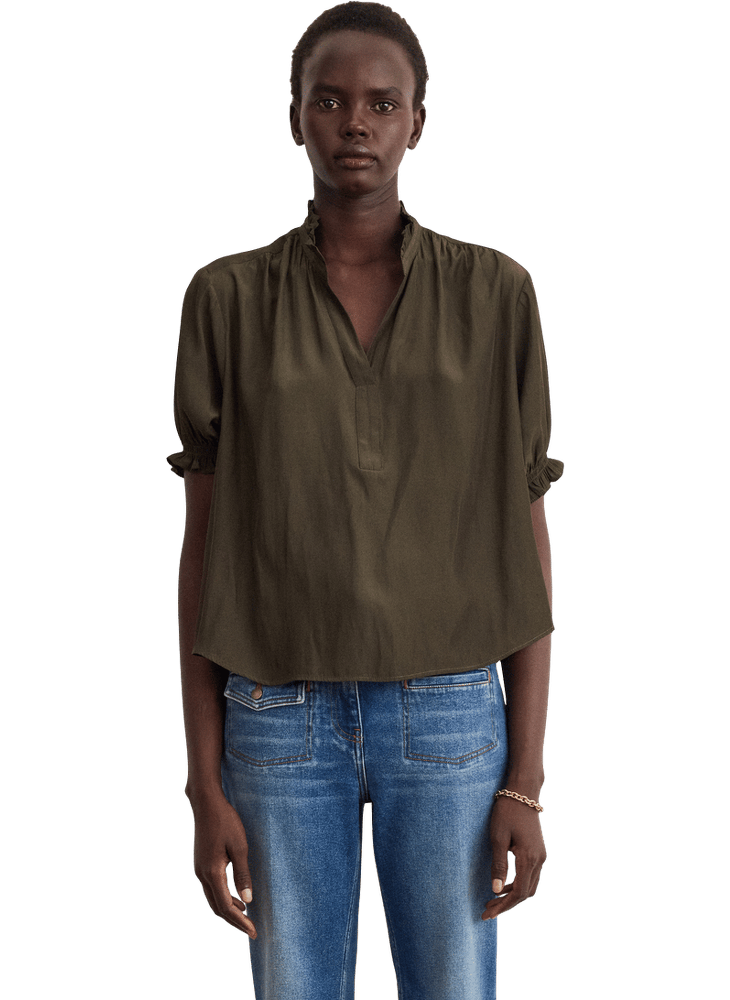 Blouse fluide à volants - coraline PABLO Marron