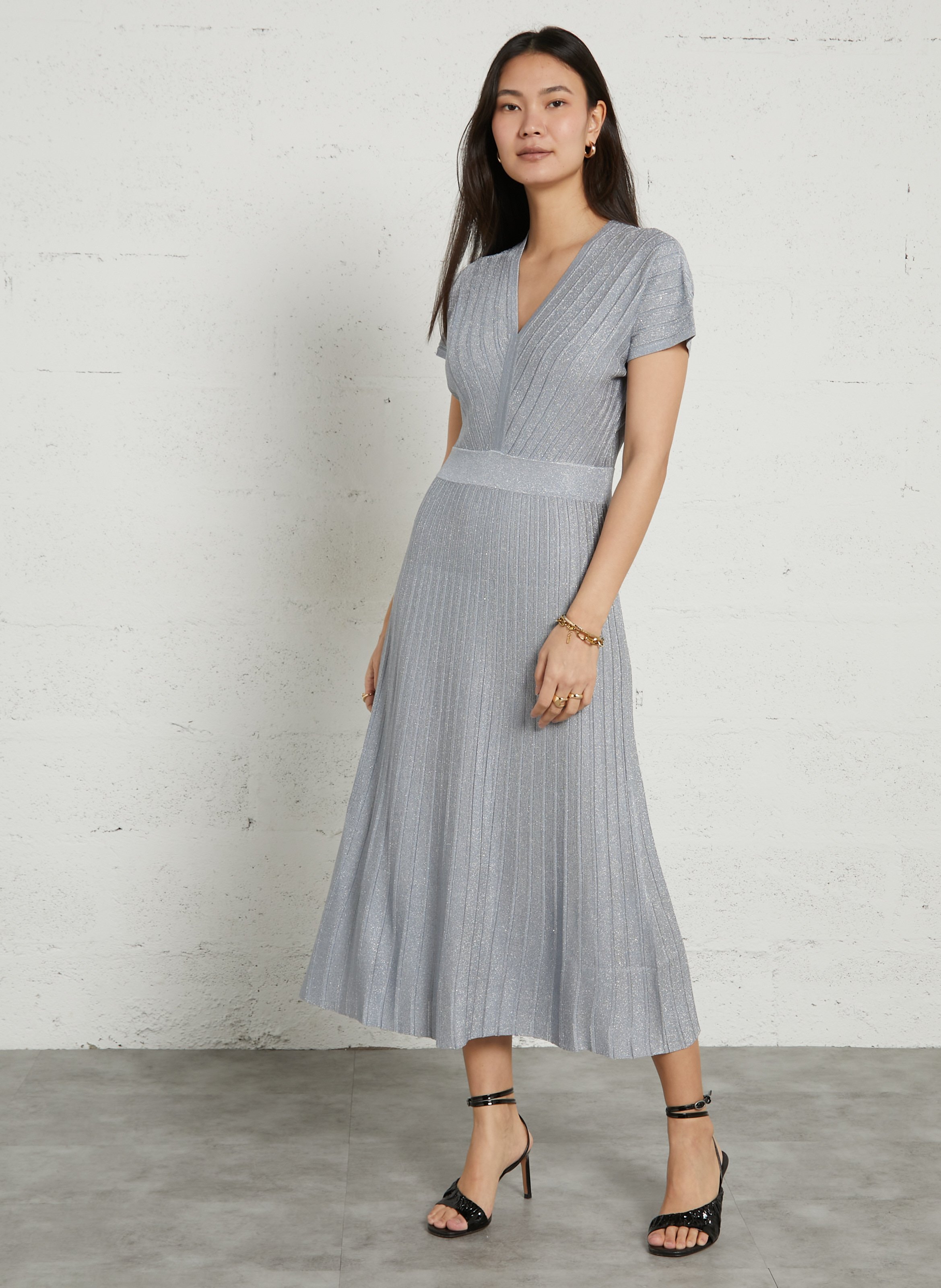 Robe longue col v bari MAISON 123 Bleu