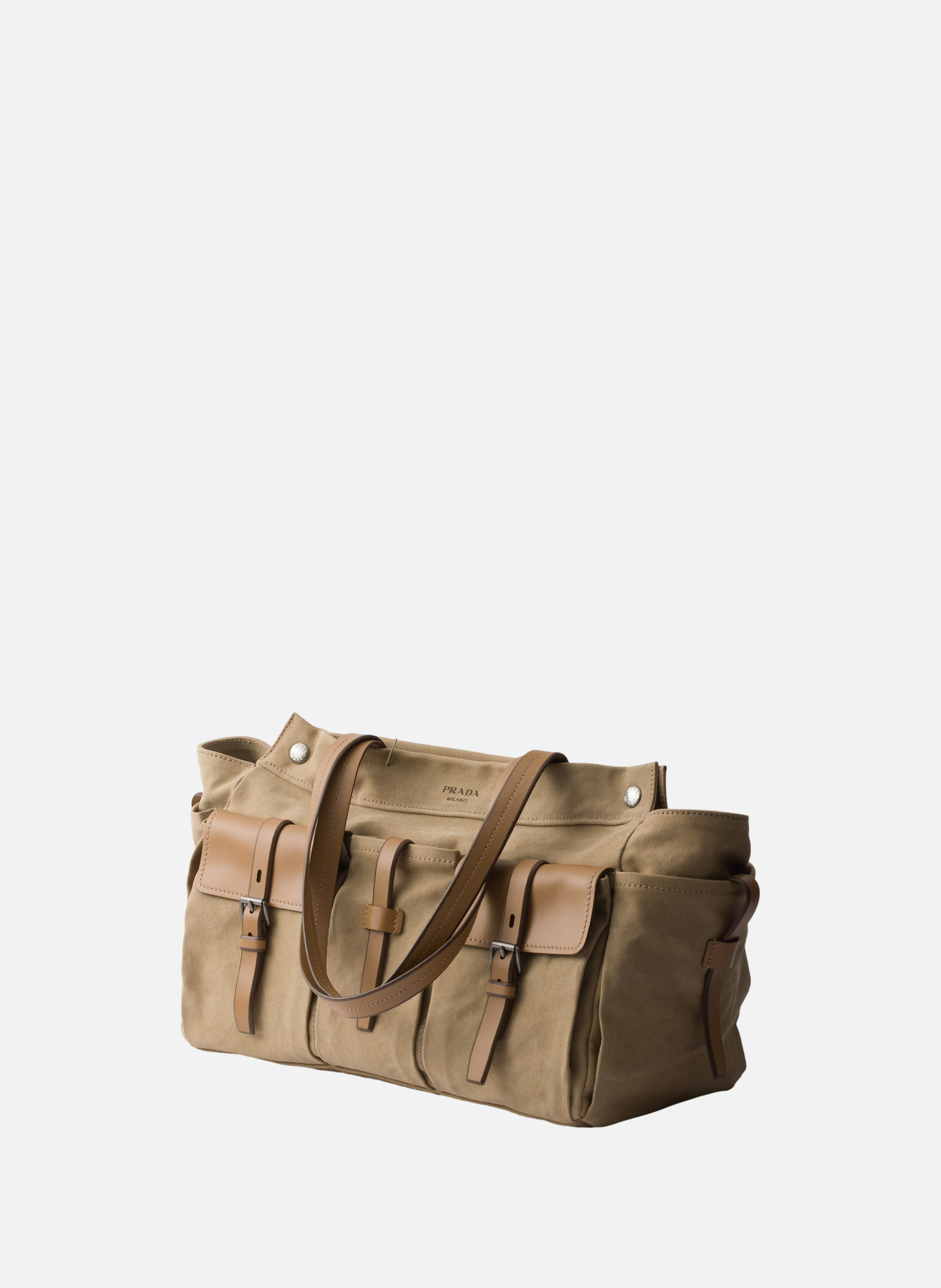 Cabas prada route en toile et cuir PRADA Beige