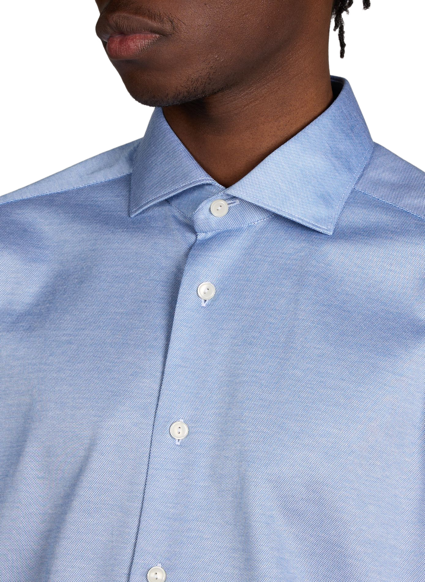 Chemise droite jacquard en coton ETON Bleu