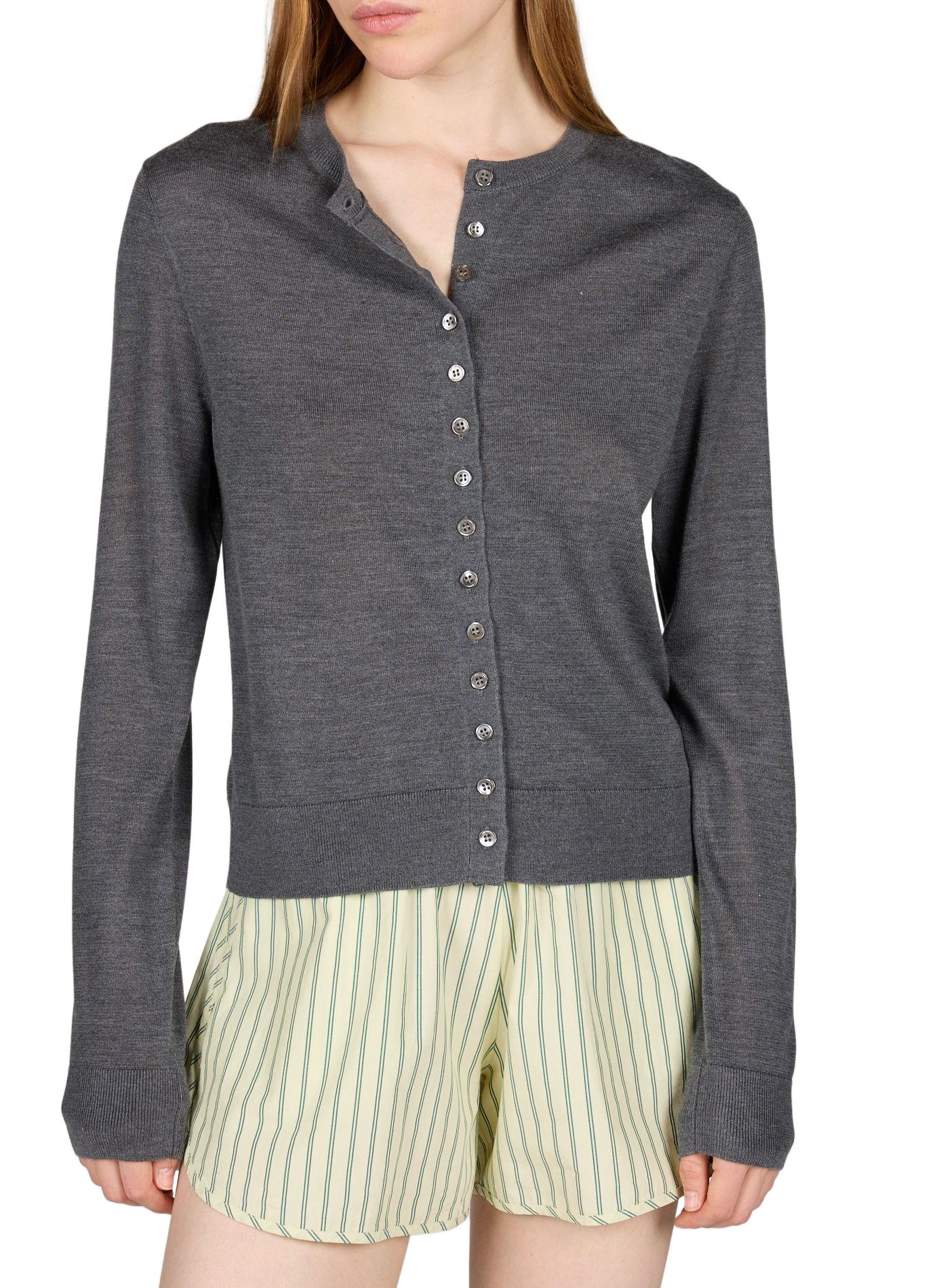 Hayla silk, wool, and cashmere cardigan ALMADA Grey