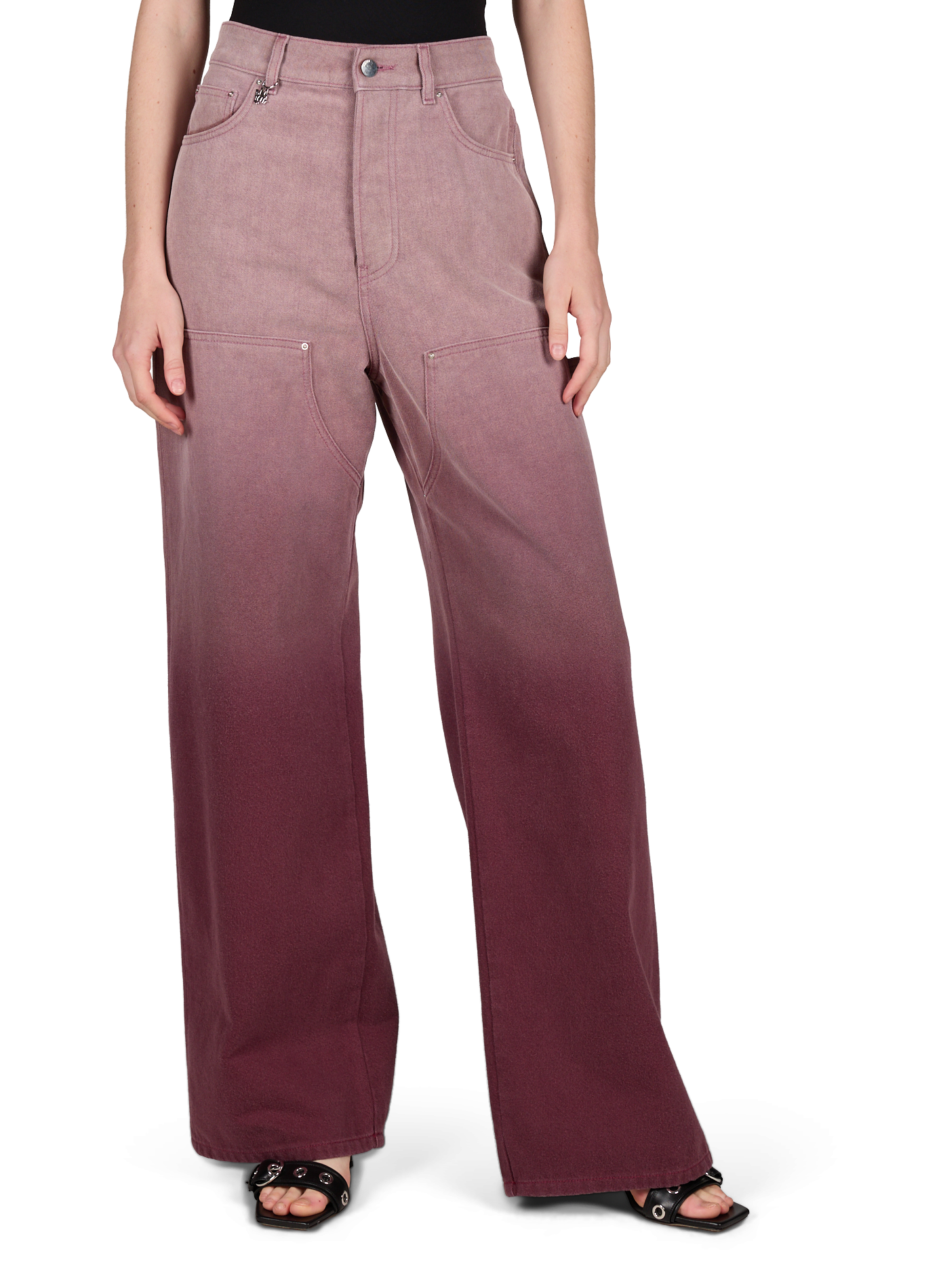 Jean dégradé à empiècement en coton  AMIRI Rouge