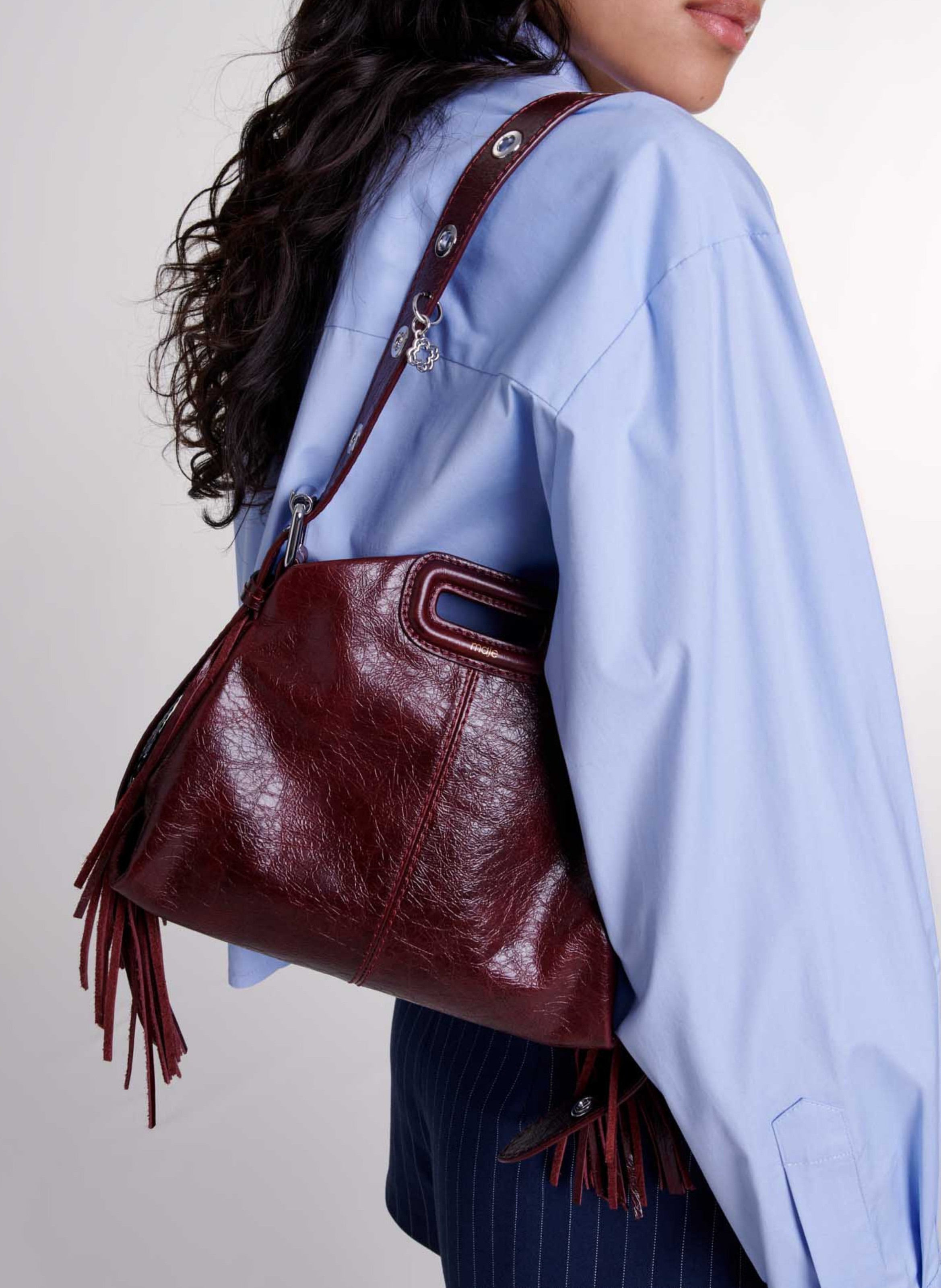 Sac porté épaule en cuir miss m mini MAJE Rouge