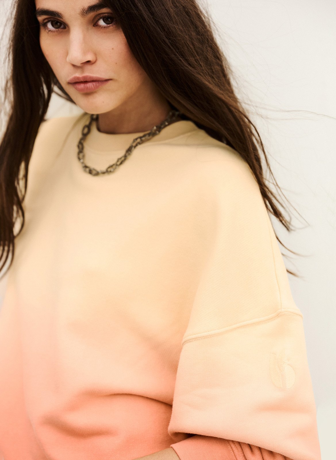 Sweat oversize col rond en coton mélangé mahida BA&SH Jaune