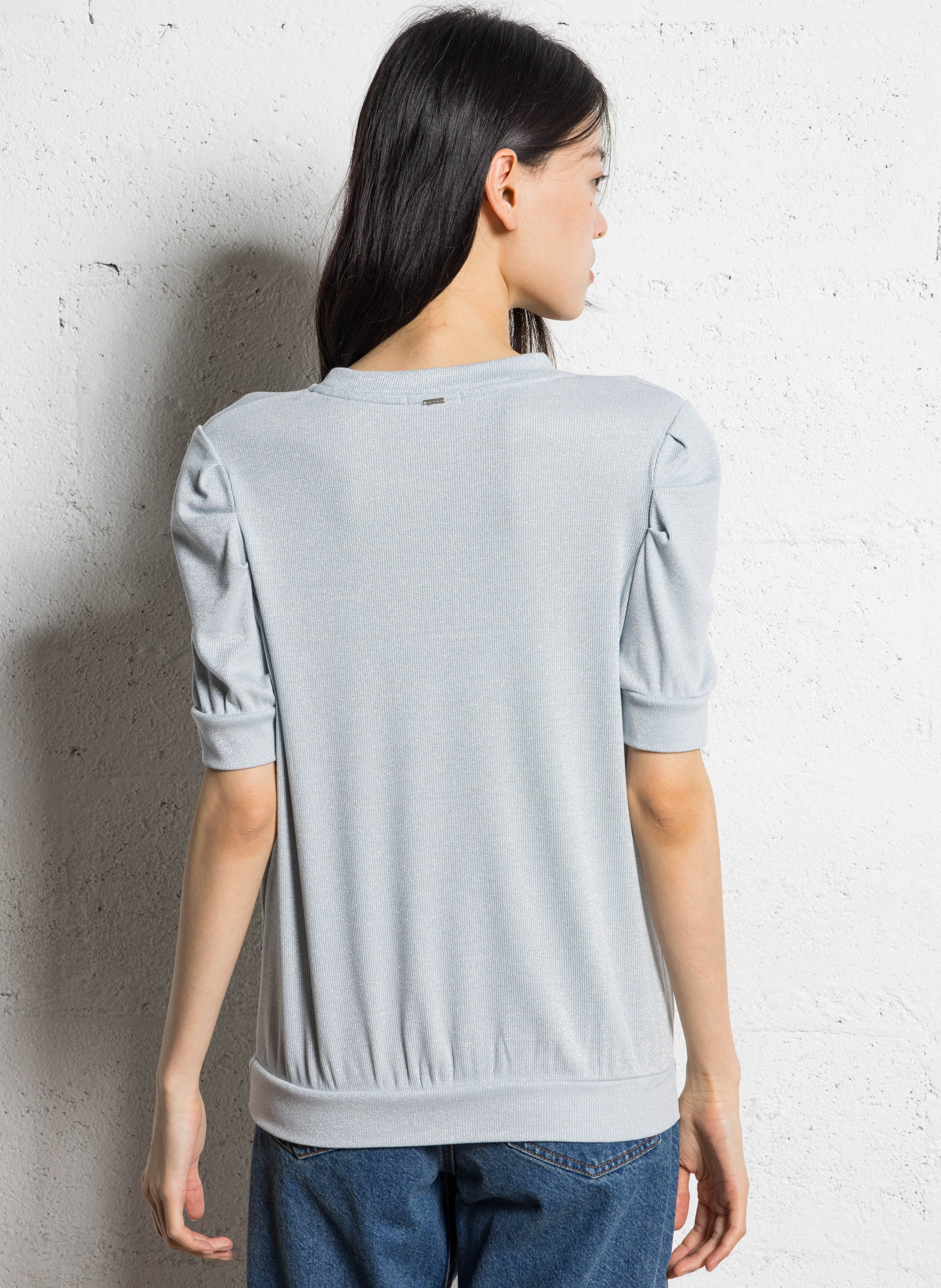 Pull droit col rond pailleté IKKS Bleu