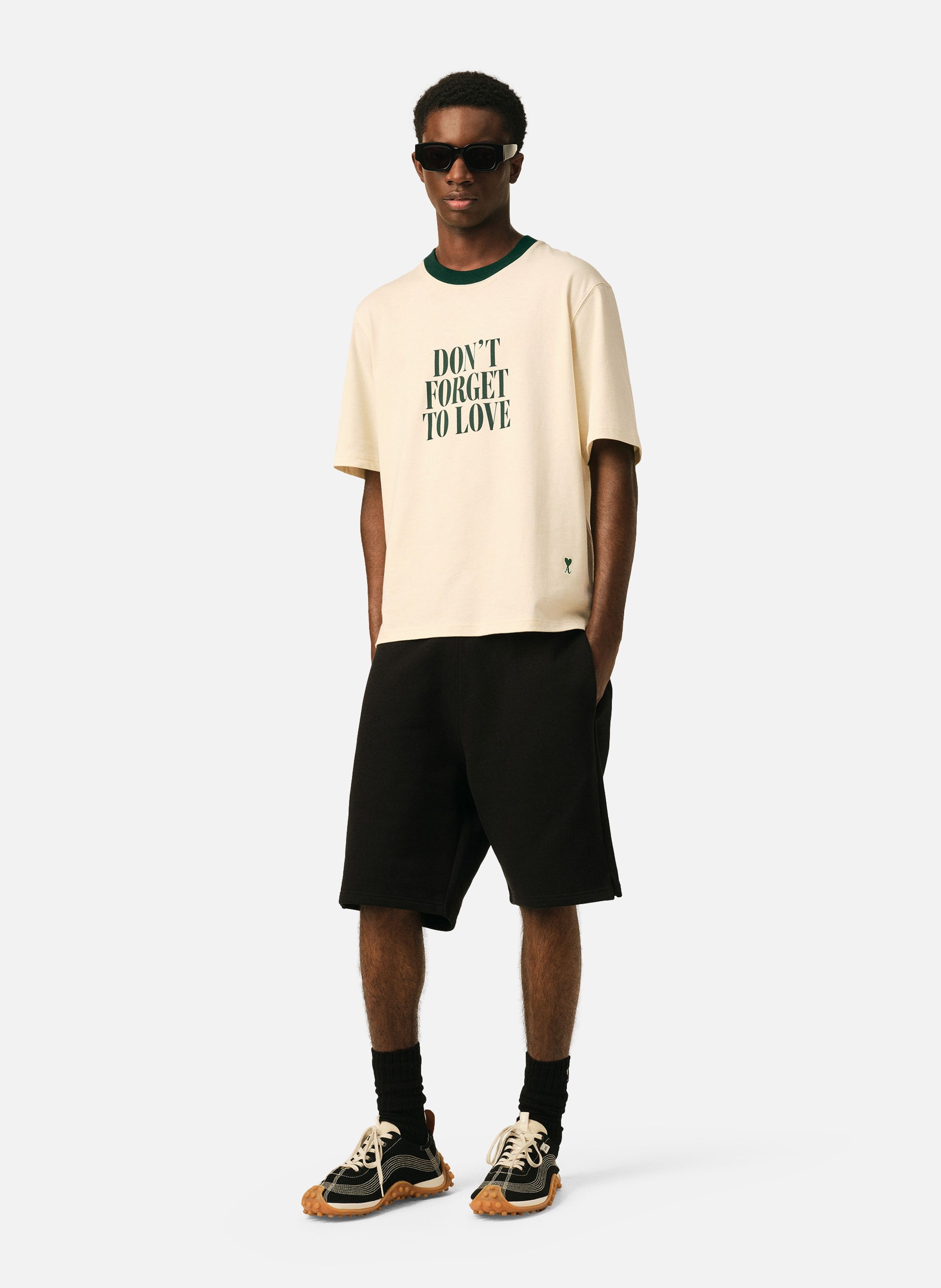 Short en coton ami de coeur embossé AMI PARIS Noir