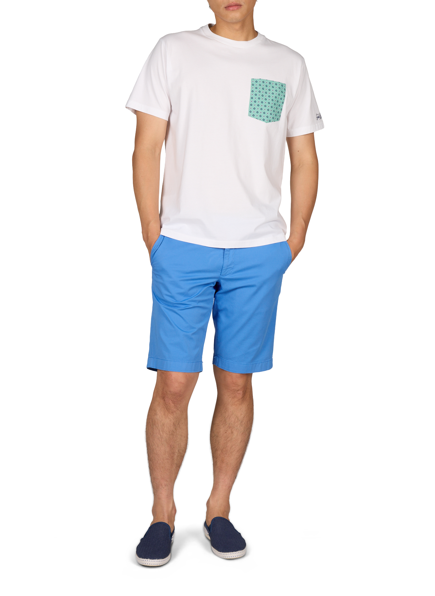T-shirt Blanche droit uni en coton MC2 SAINT BARTH Blanc