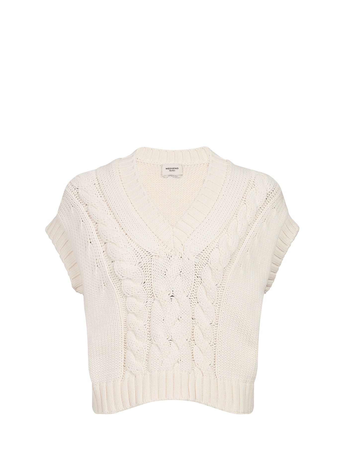 Gilet sans manches en maille de coton mélangé MAX MARA WEEK END Beige