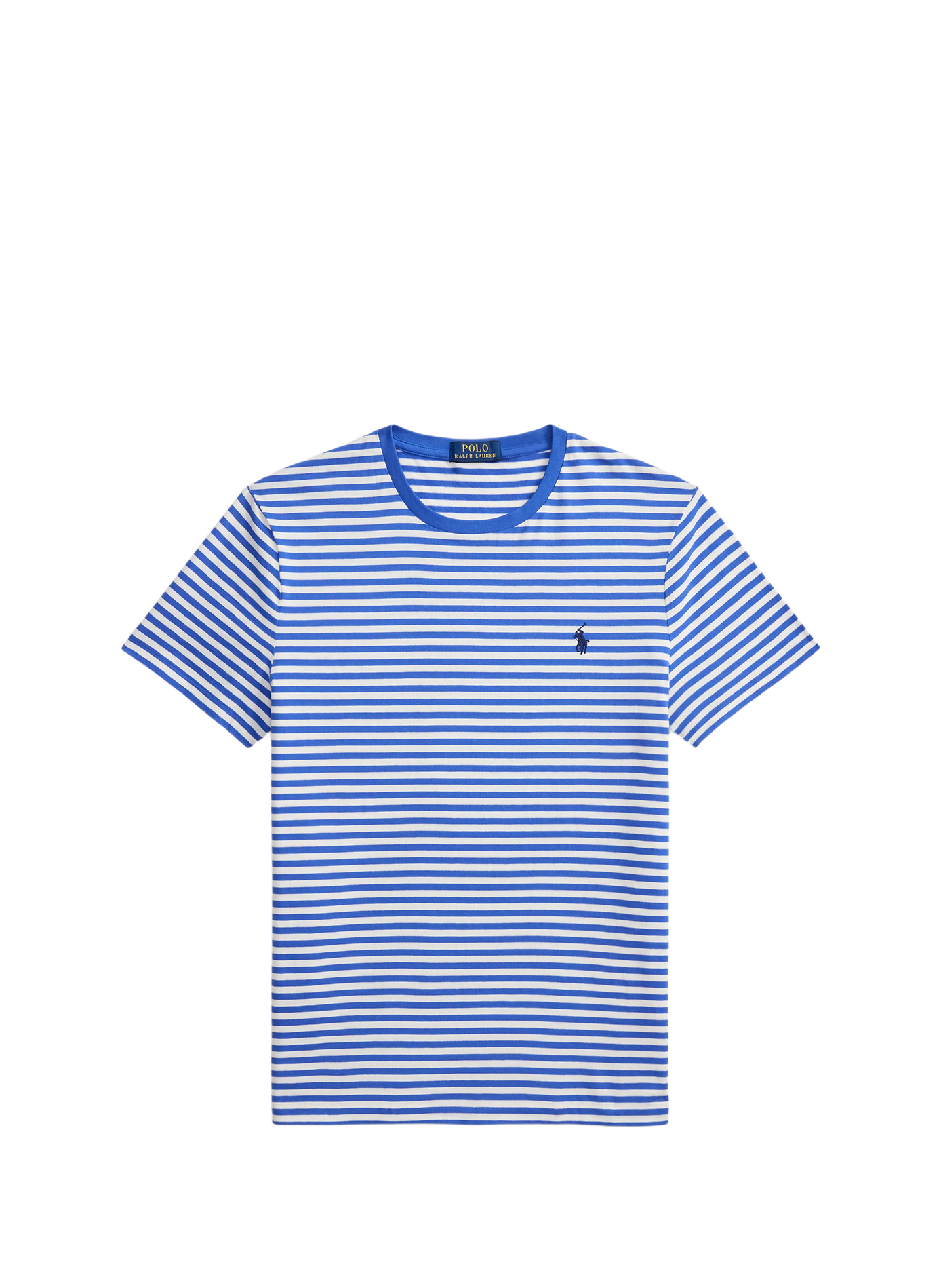 Tee-shirt droit col rond en coton rayé POLO RALPH LAUREN Bleu