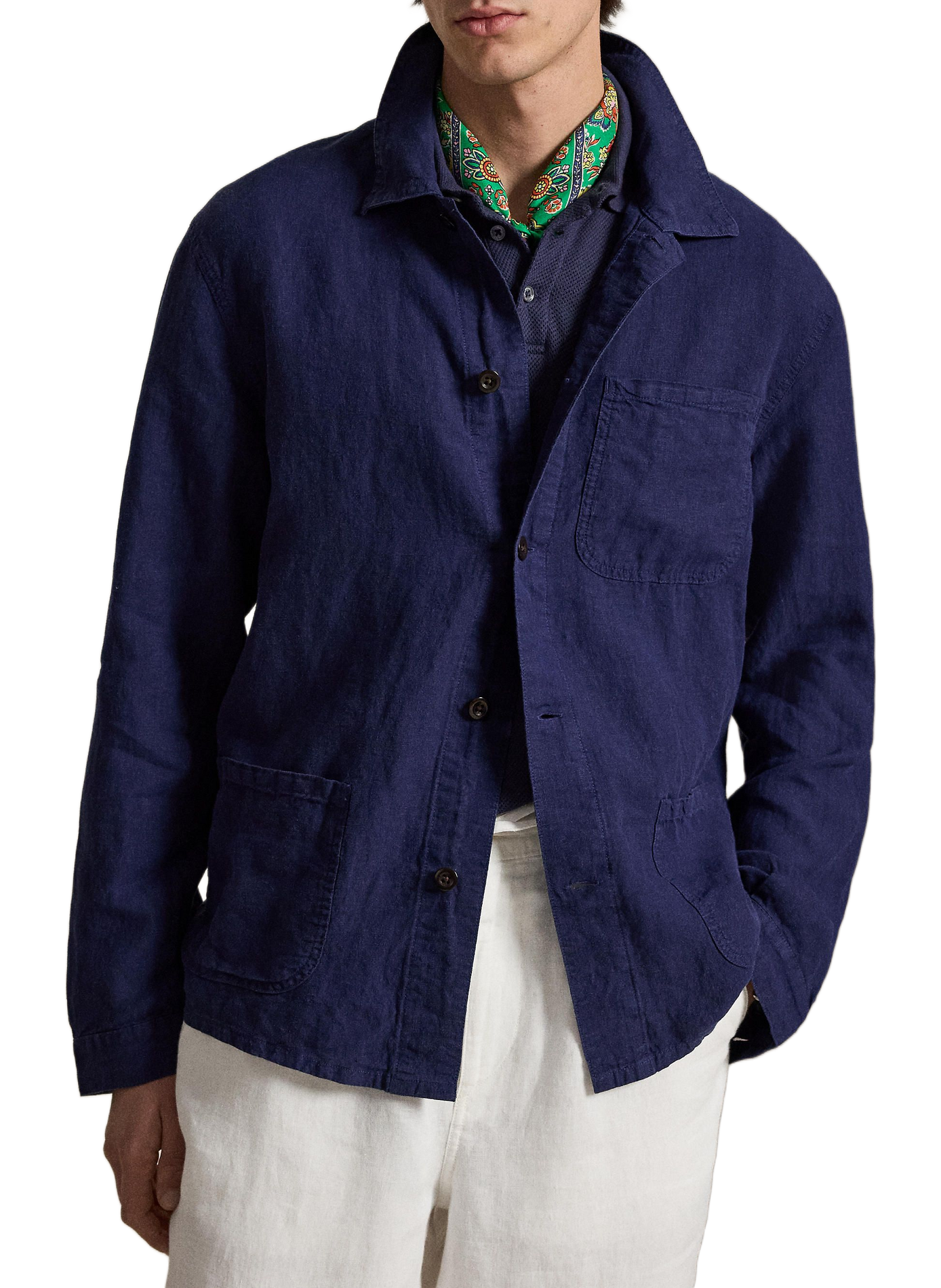 Blouson col classique en lin | Bleu POLO RALPH LAUREN Homme