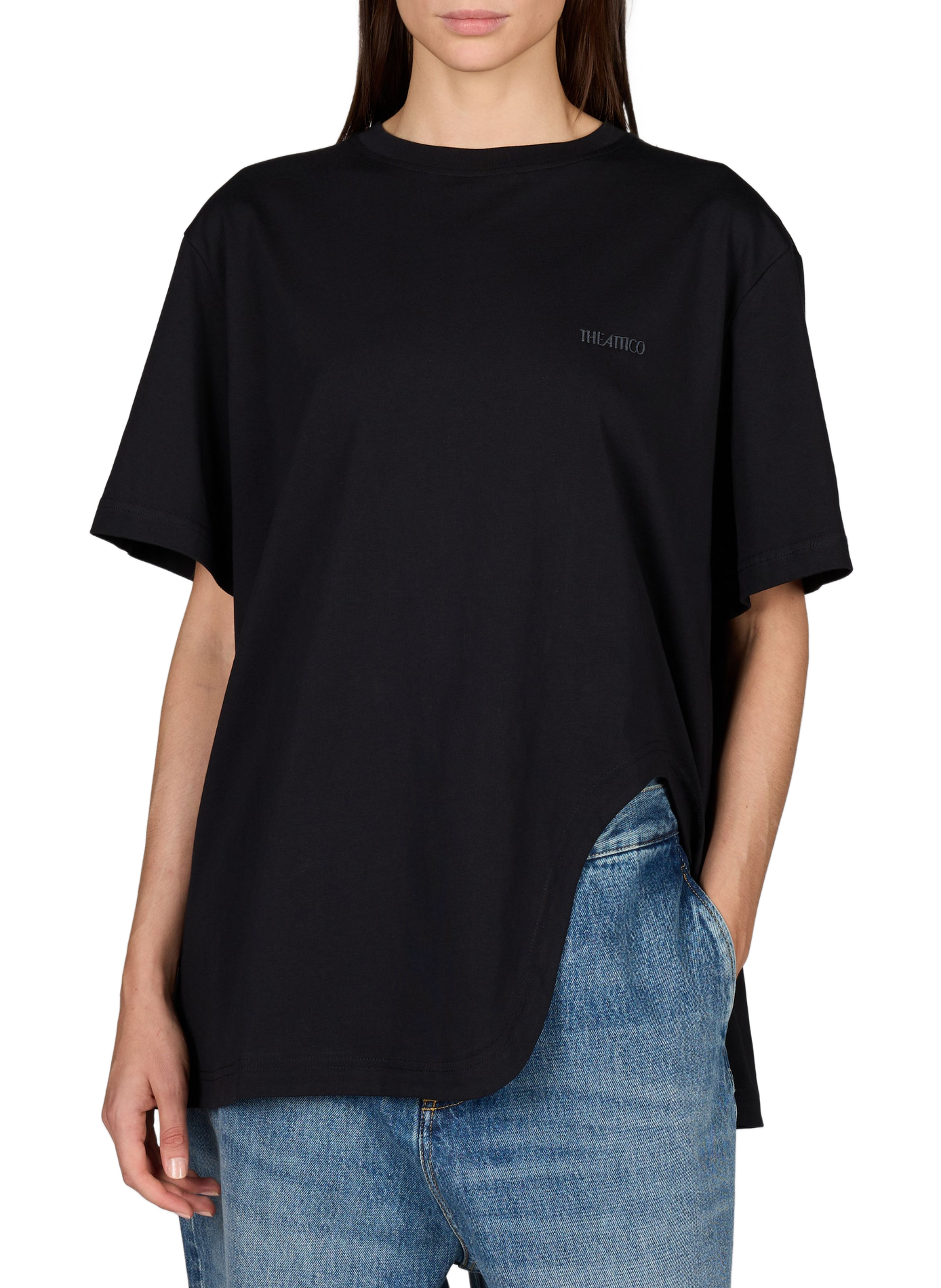 T-shirt manches courtes en coton THE ATTICO Noir