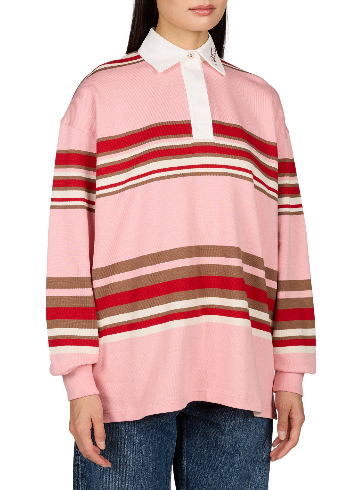 Polo à rayures AMIRI Rose