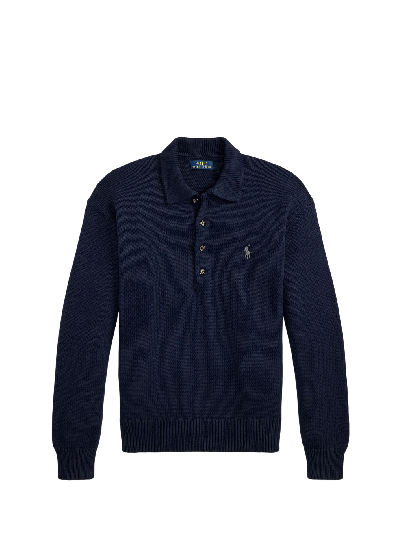 Pull droit col polo en coton POLO RALPH LAUREN Bleu