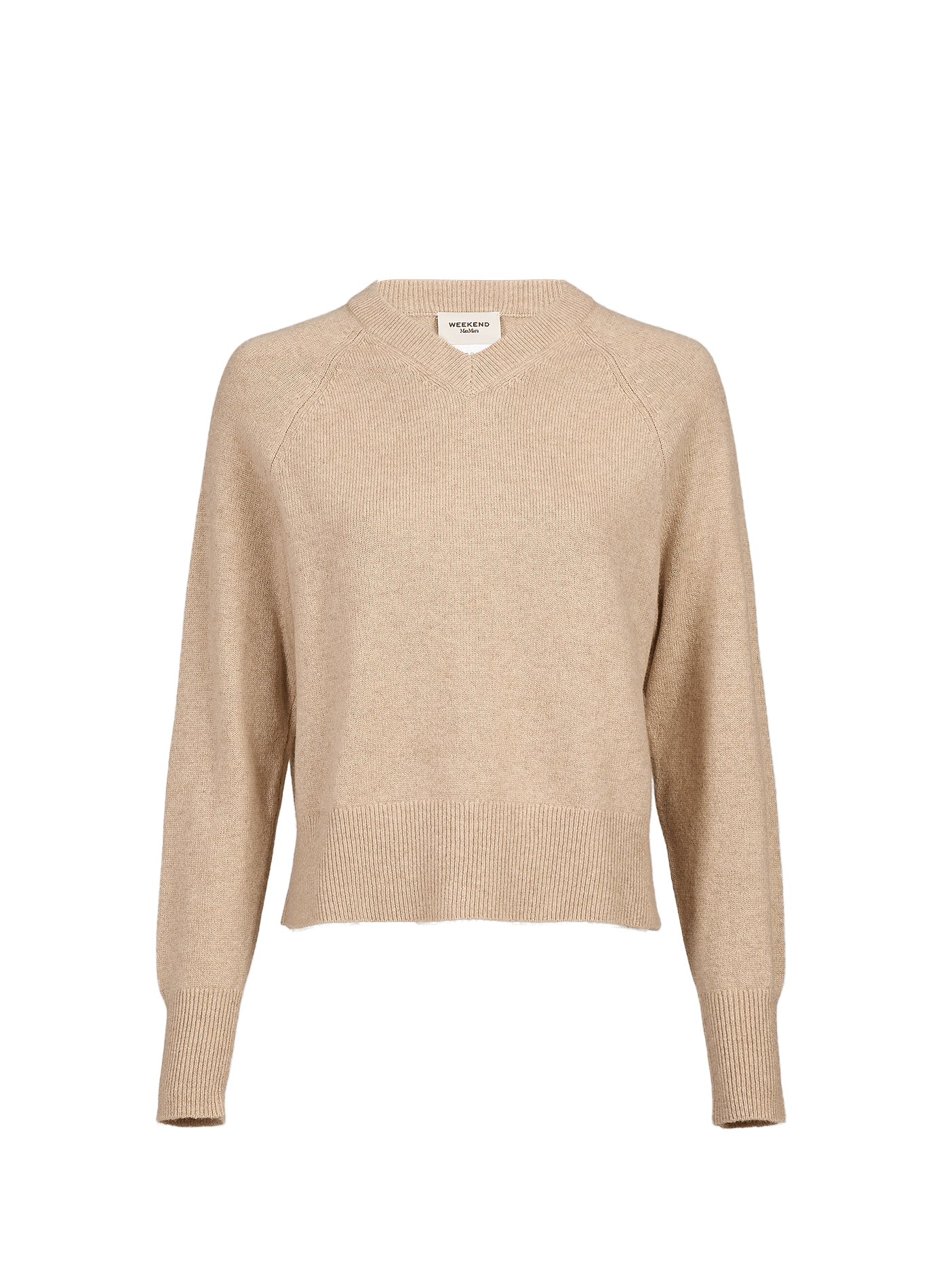 Ruimvallende V-halstrui in kasjmier MAX MARA WEEK END Beige