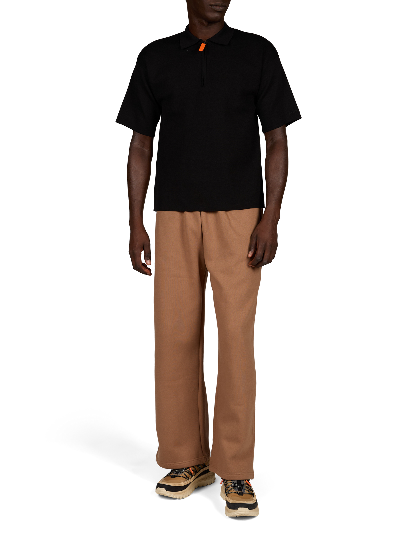 Lulu short-sleeved zip-neck knit polo shirt GERTRUDE Black