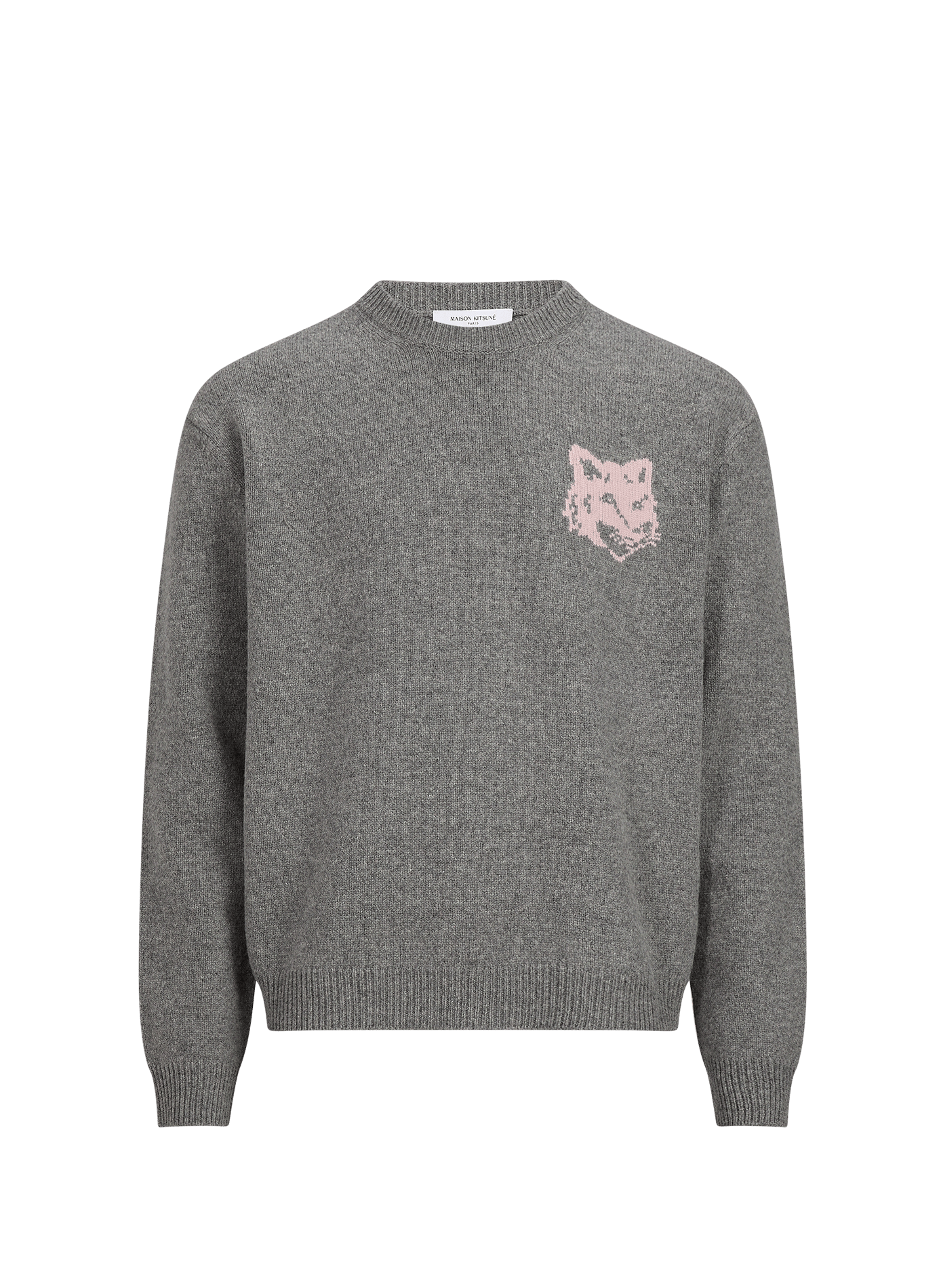 Rechte wollen trui van merinowol MAISON KITSUNÉ Grijs