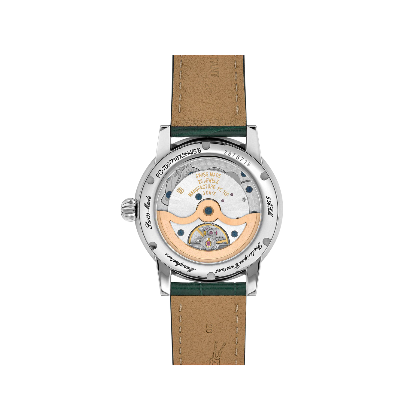Automatisch horloge van alligatorleer FREDERIQUE CONSTANT Groen