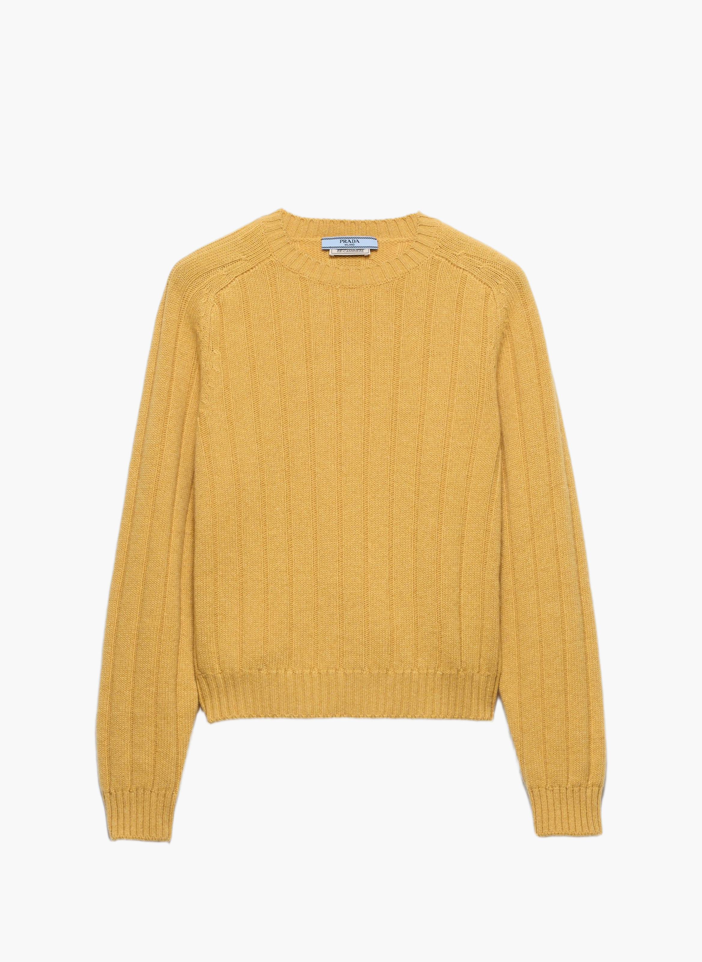Pull à col rond en re-cashmere PRADA Jaune