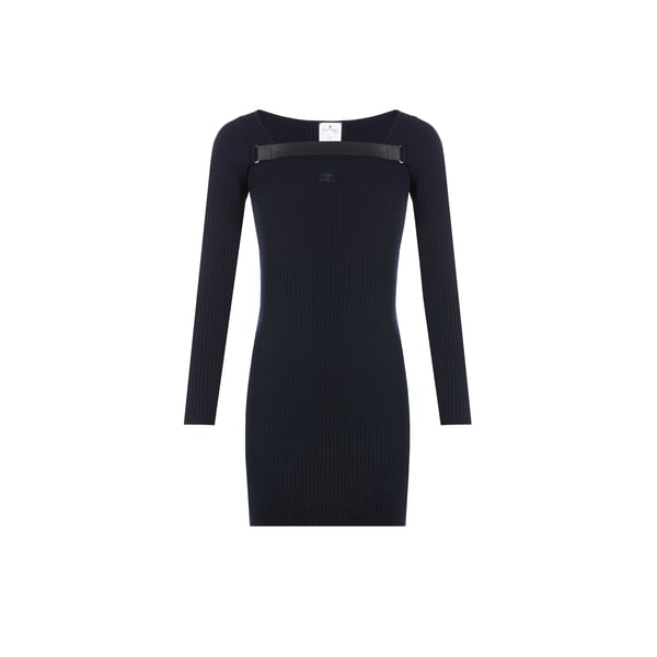 Robe courte en maille côtelé