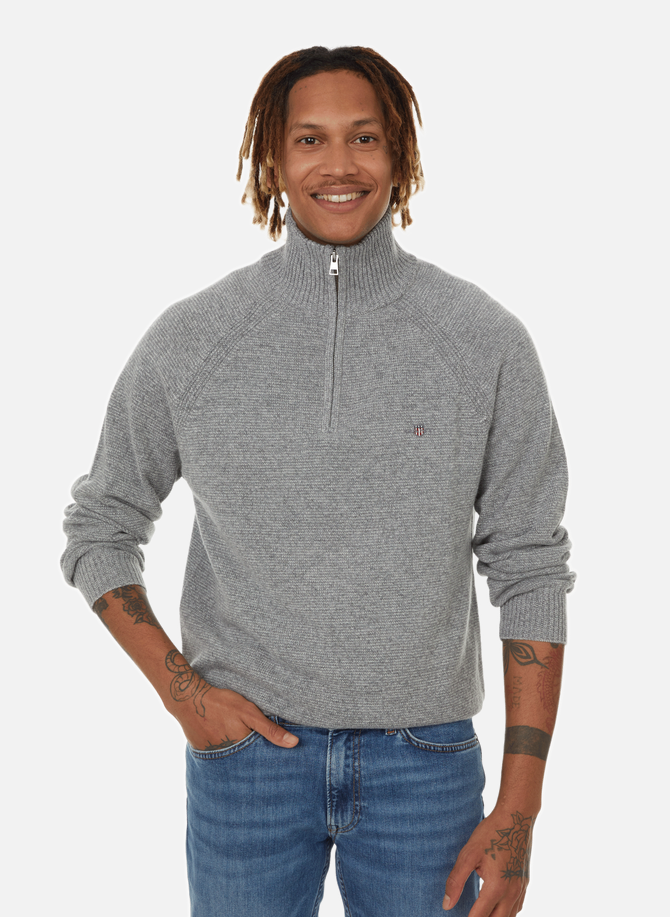 GANT Wool Zip-Neck Sweater