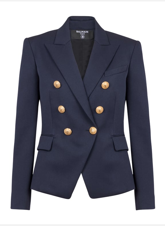 Blazer à double boutonnage en laine Bleu by BALMAIN BALMAIN Blazer à double boutonnage en laine Bleu