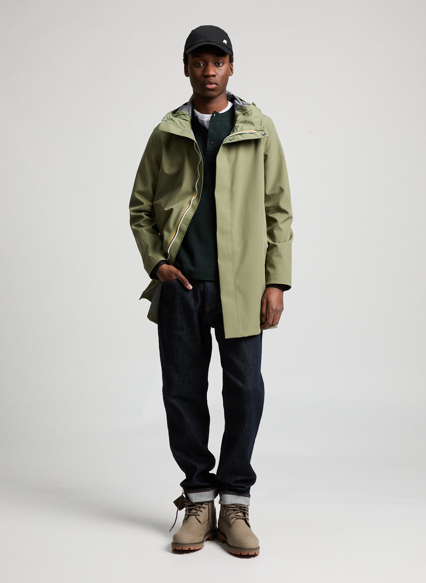 Veste droite à capuche  K-WAY Vert