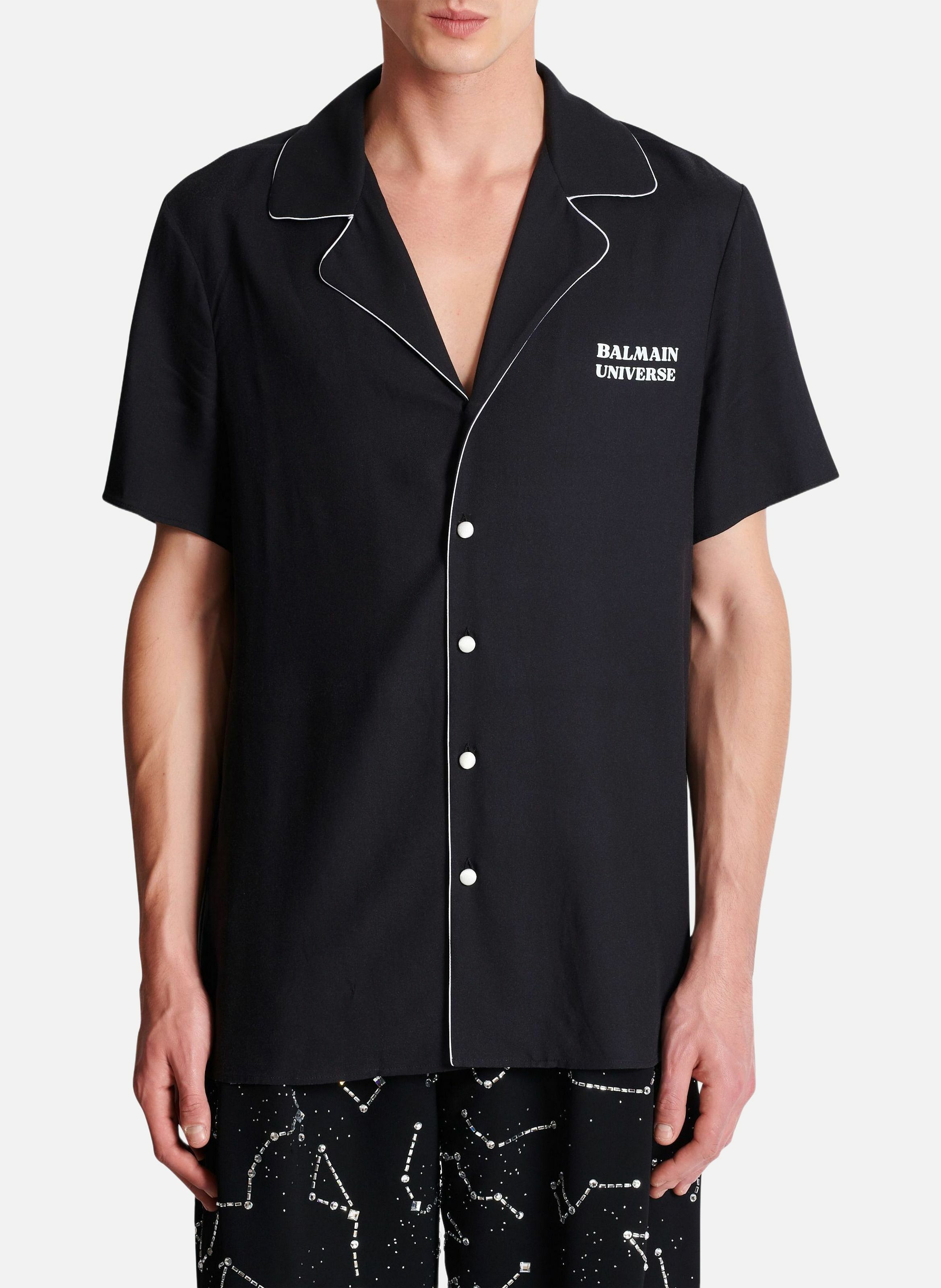 Chemise pyjama imprimée motif 9 planètes BALMAIN Noir