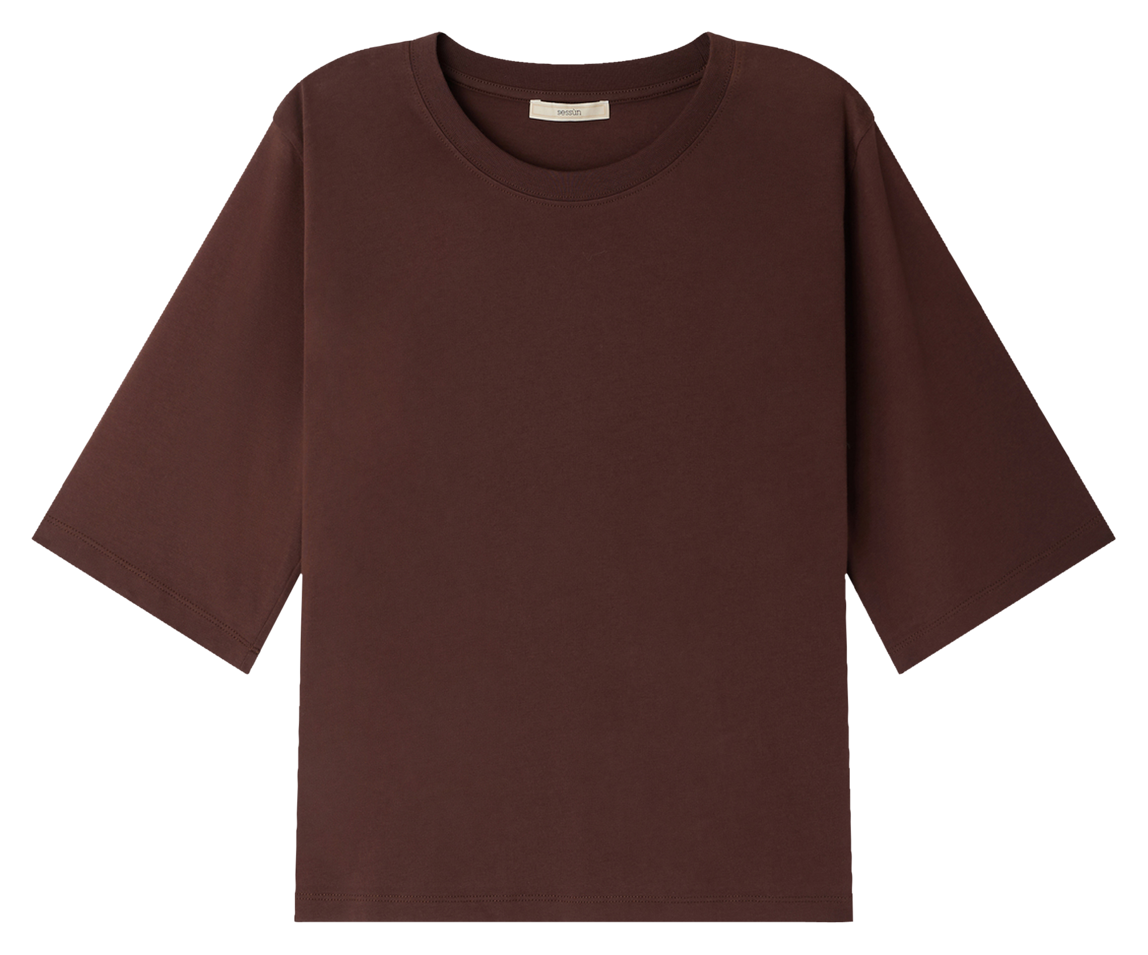 Tee-shirt ample à col rond en coton serge SESSUN Marron