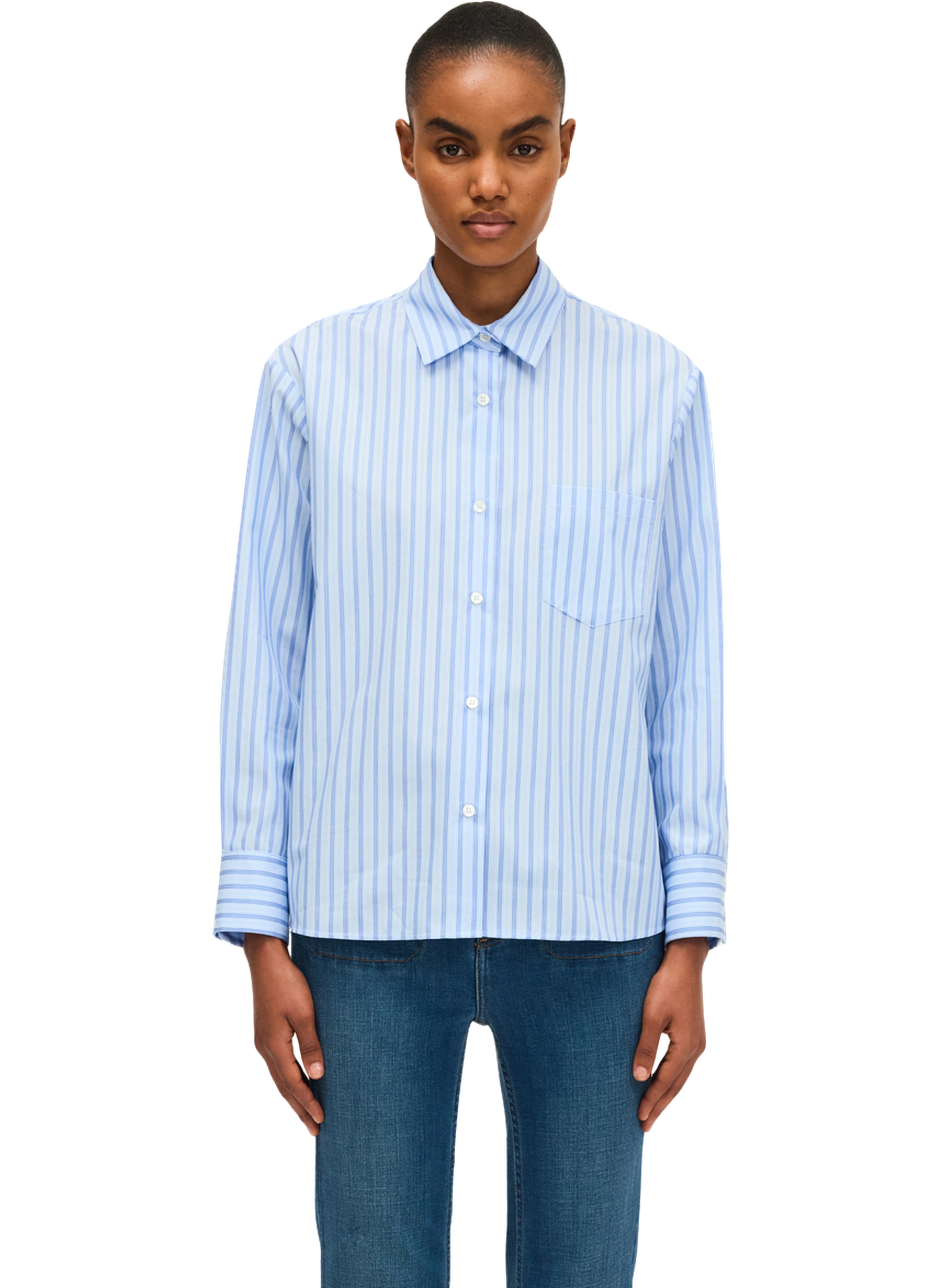 PABLO Chemise en popeline rayée - ambre Blanc