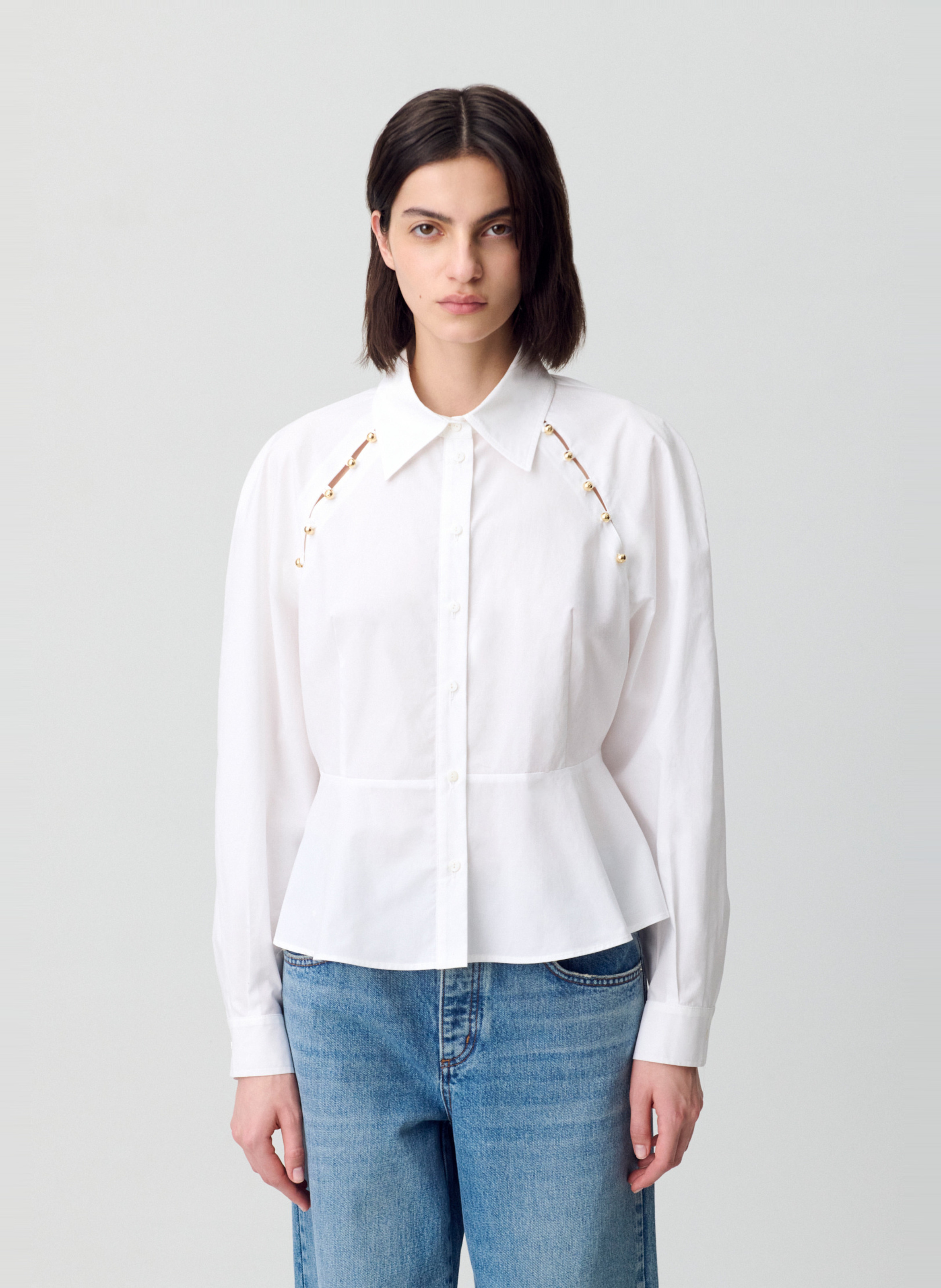 Chemise courte boutonnée en coton chloeliabis CLAUDIE PIERLOT Blanc