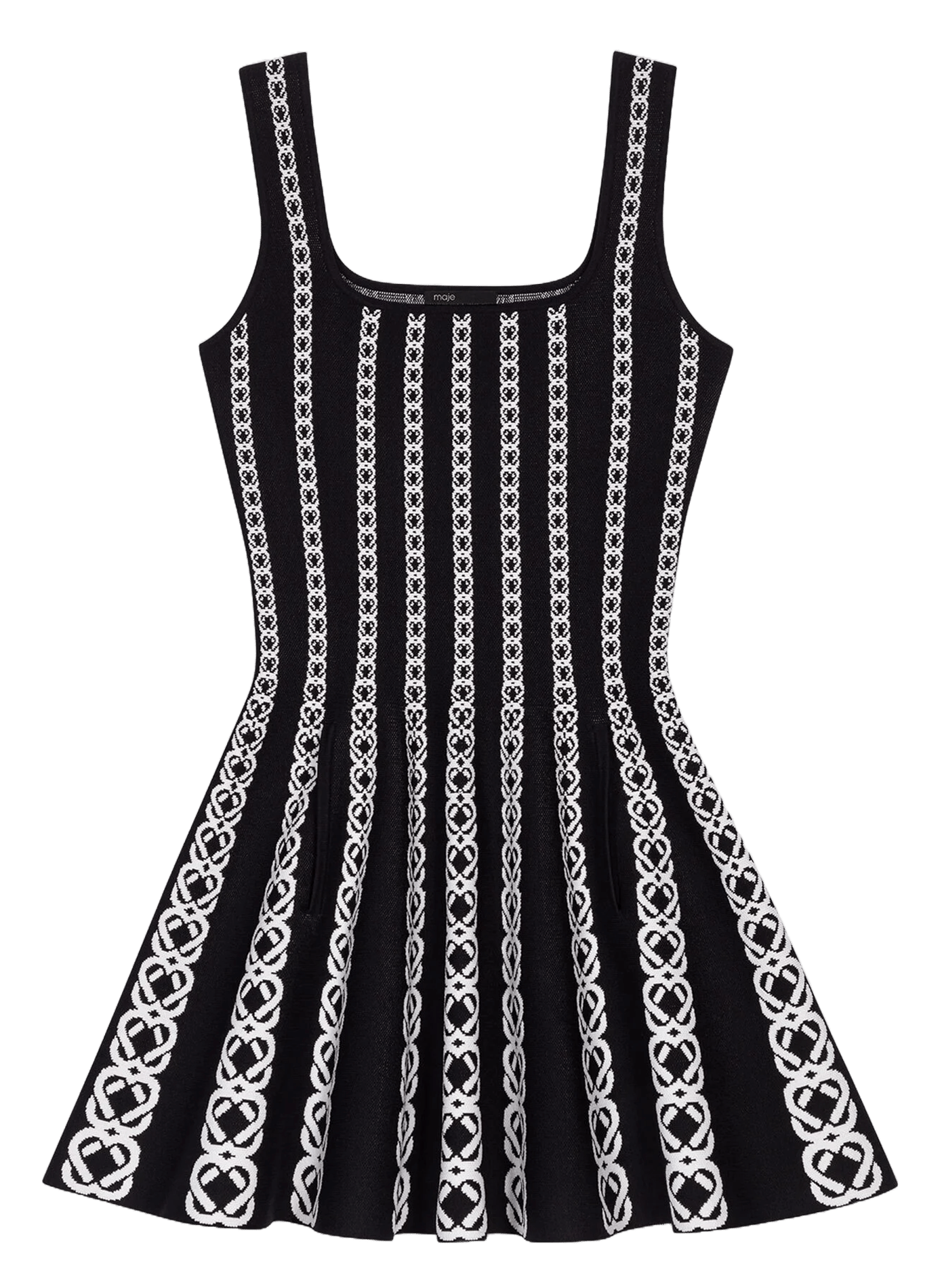 Robe courte en maille jacquard MAJE Blanc