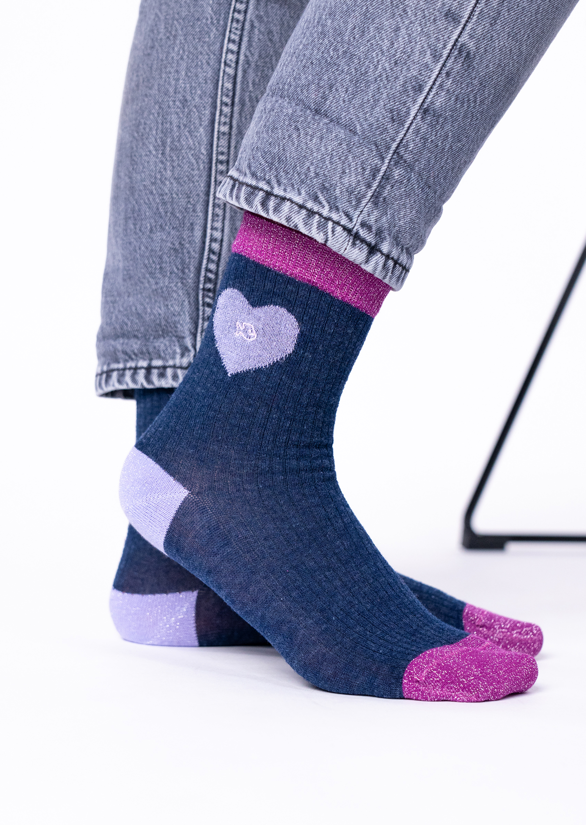 Chaussettes en coton peigné coeur BILLYBELT Bleu